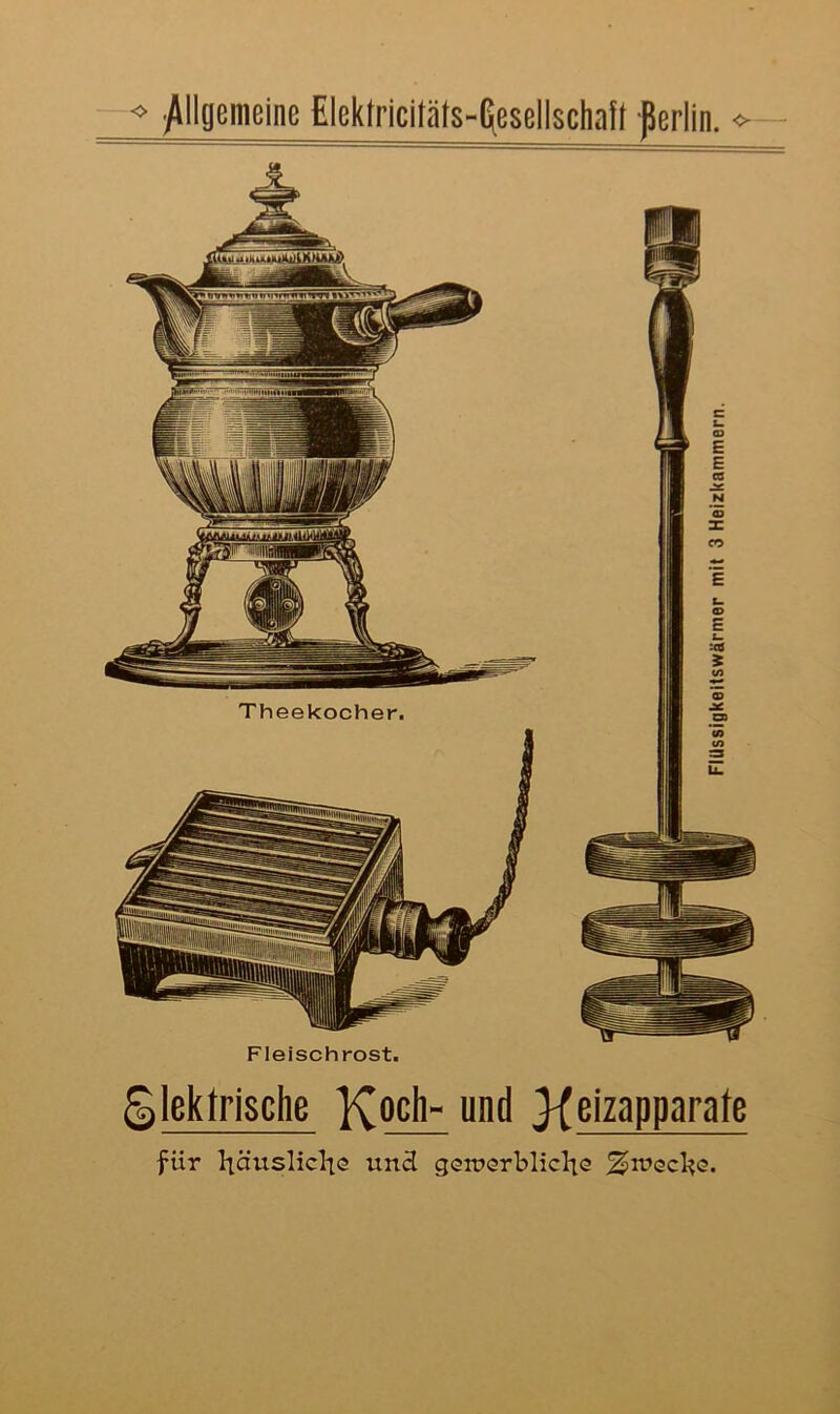 Theekocher. Fleischrost. Slsktrische och-und Heizapparate