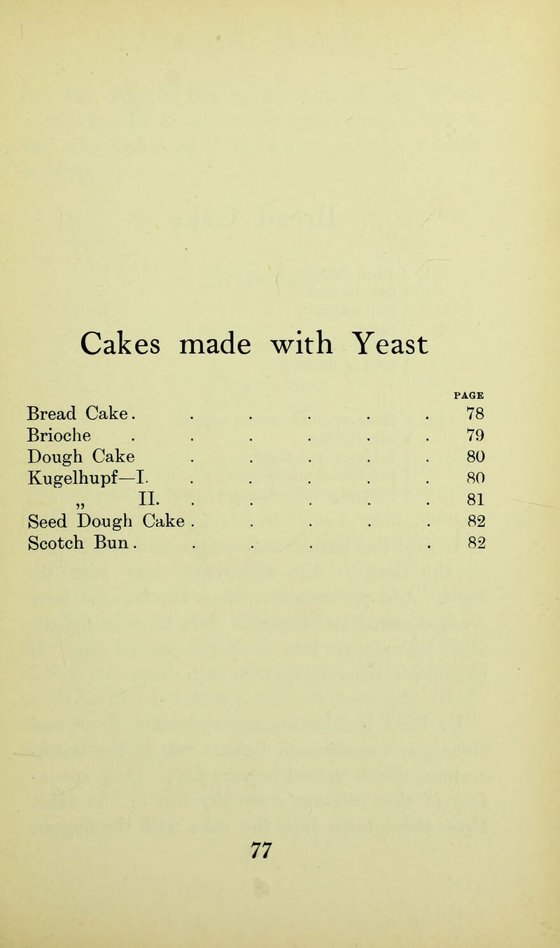 Cakes made with Yeast Bread Cake. Brioche Dough Cake Kugelhupf—I. II. Seed Dough Cake Scotch Bun. 78 79 80 80 81 82 82