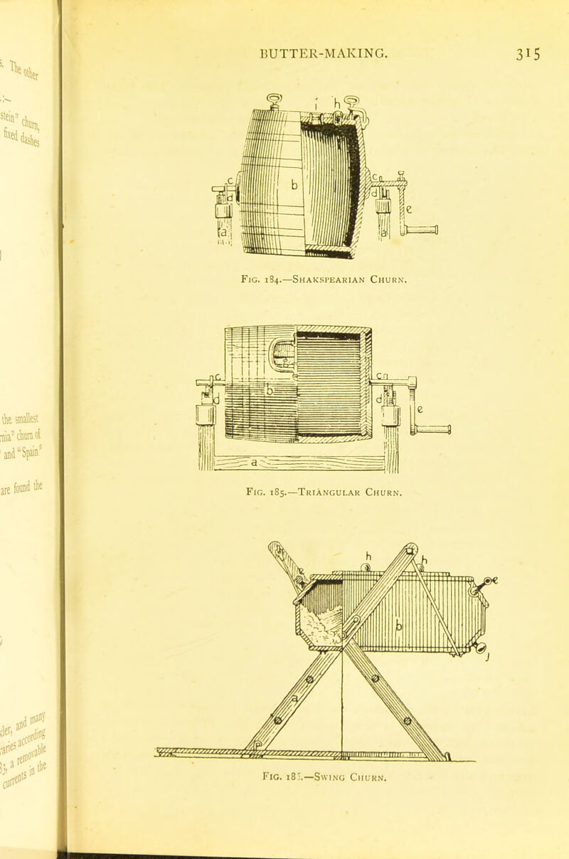 Fig. 184.—Shaksi’earian Churn. Fig. 18'.—Swing Churn.