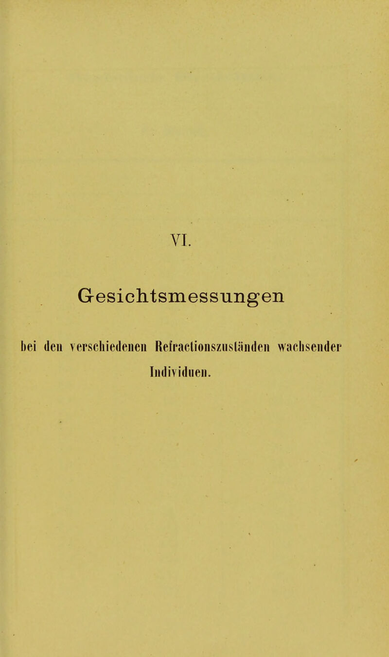 Gesichtsmessungen hei den verschiedenen Refraclionsznsländen wachsender Individnen.