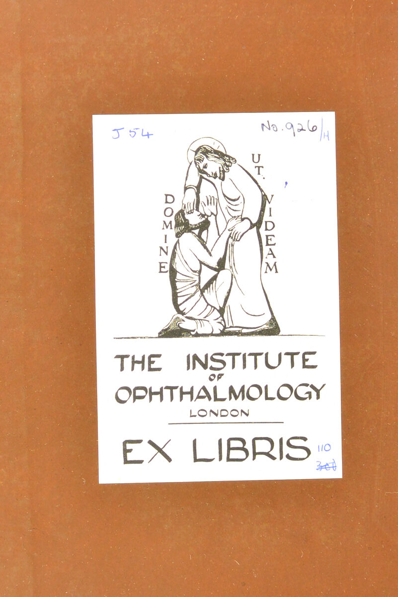 THE INSTITUTE OPHTHALMOLOGY LONDON EX LIBRISr