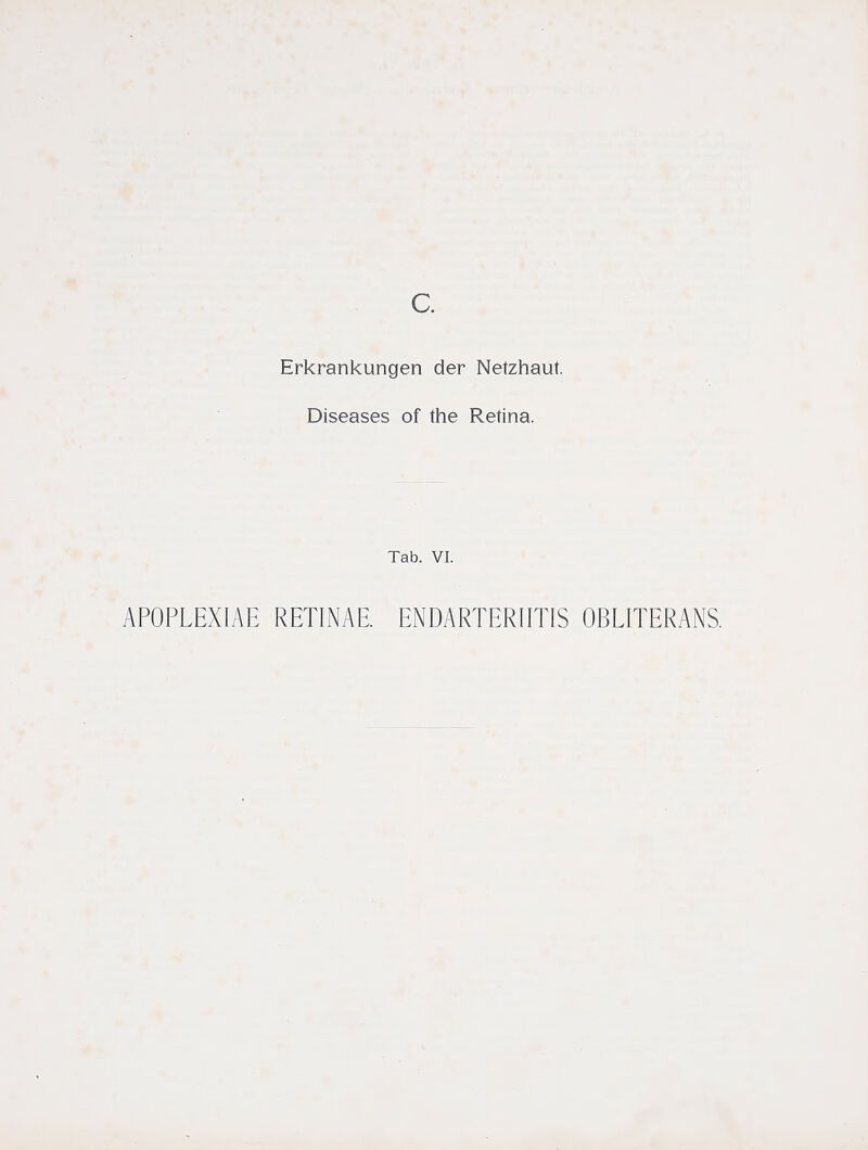 Erkrankungen der Netzhaut. Diseases of the Retina. Tab. VI.