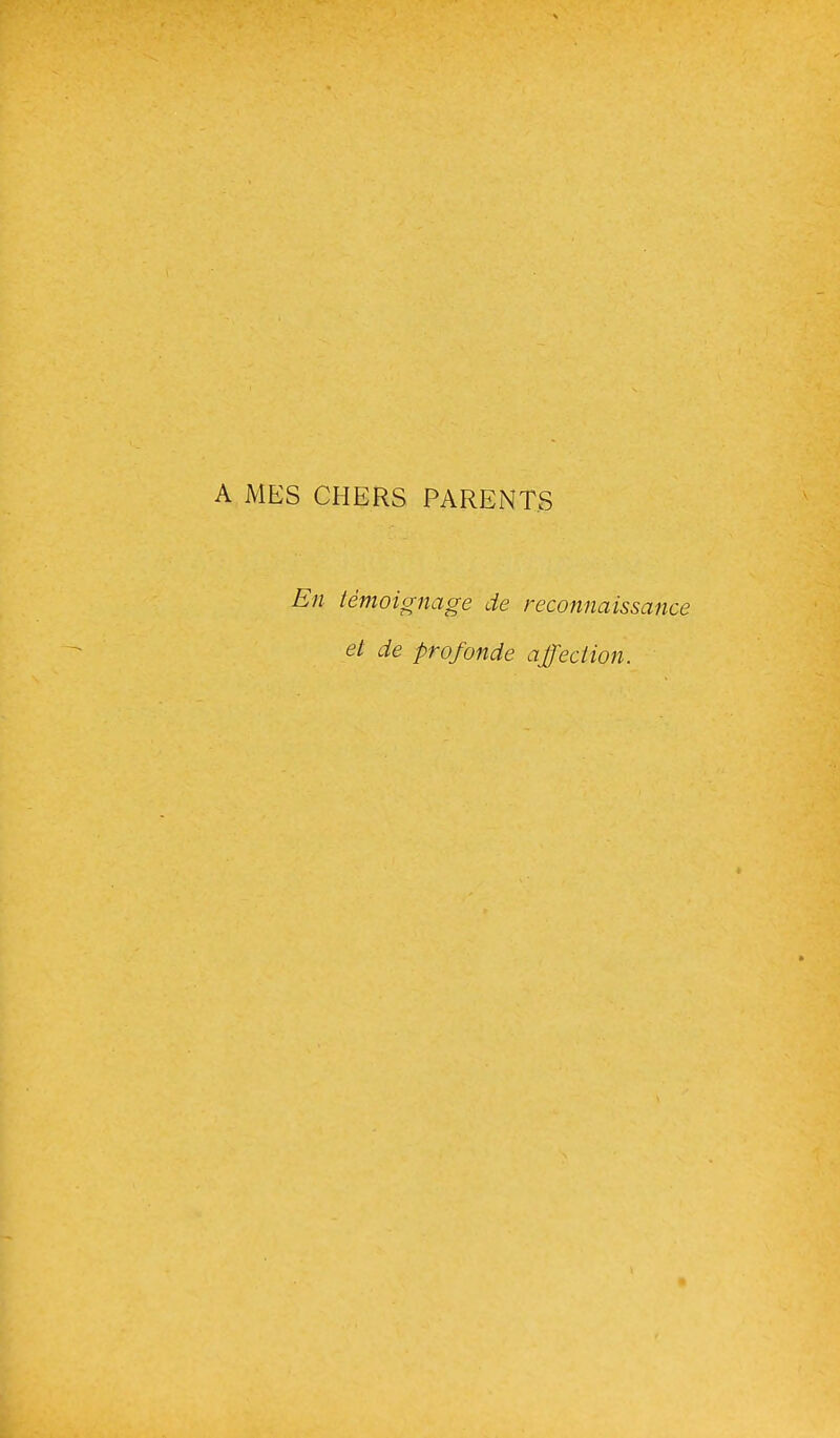 A MES CHERS PARENTS En témoignage de reconnaissance et de profonde affection.