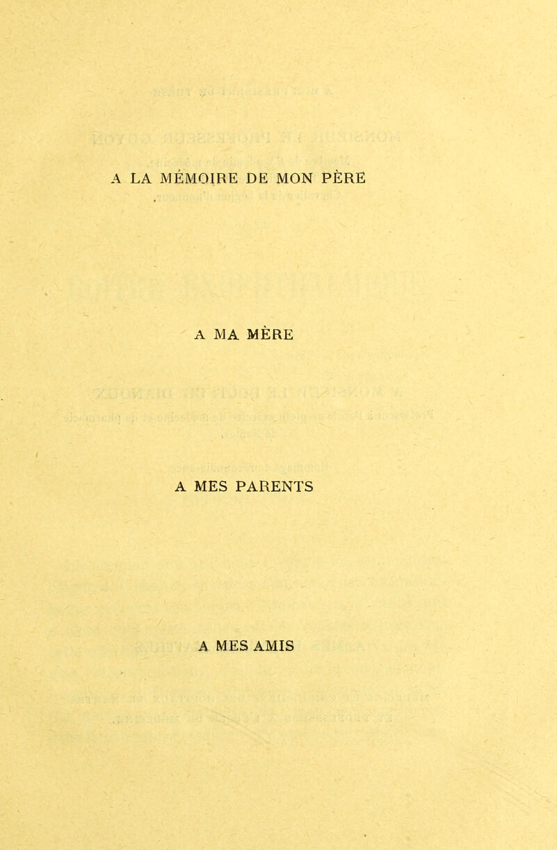 A LA MÉMOIRE DE MON PÈRE A MA MÈRE A MES PARENTS A MES AMIS