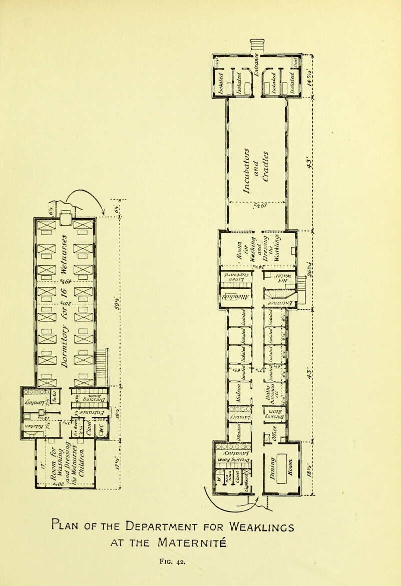 Plan of the Department for Weaklings AT THE MATERNITE Fig. 42.