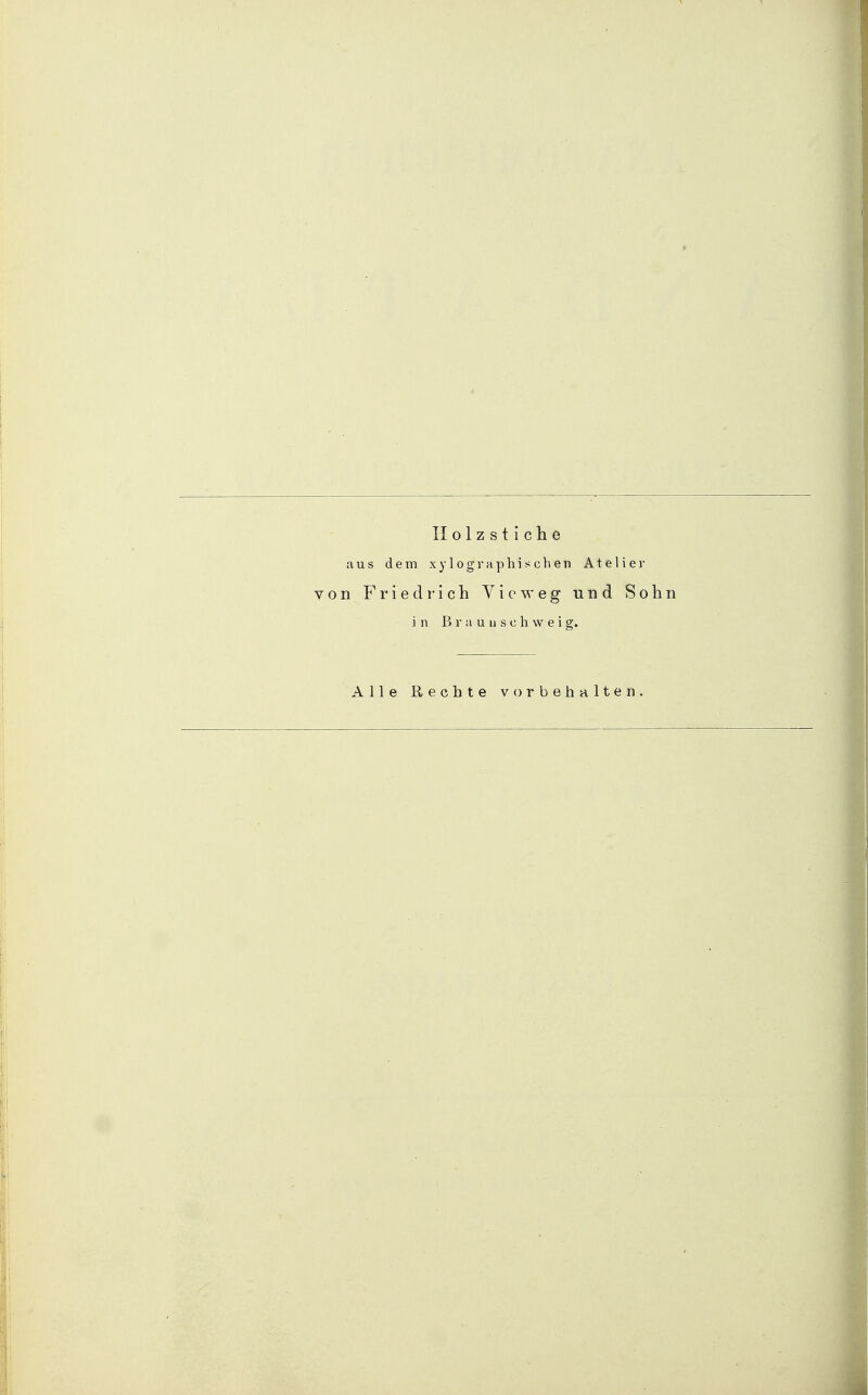 Ilolzstiche aus dem xylogi-aphisclien Atelier on Friedrich Vicvi'eg und Sohn in B r a u 11 s c h w e i g. Alle Rechte vorbehalten.