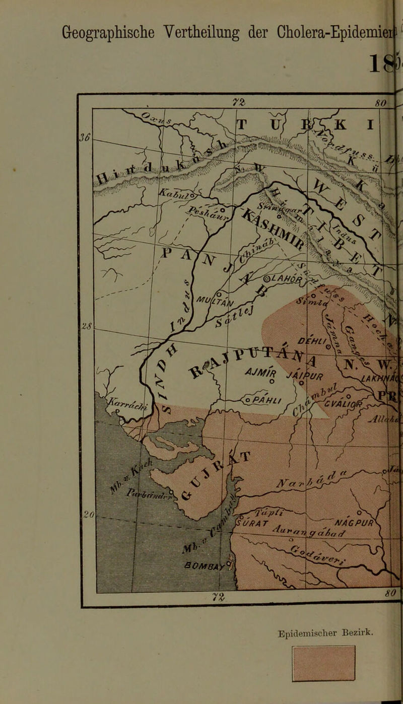 GeograpMsche Vertheilung der Cholera-Epidemie 1^ Epitlemischer Bezirk.