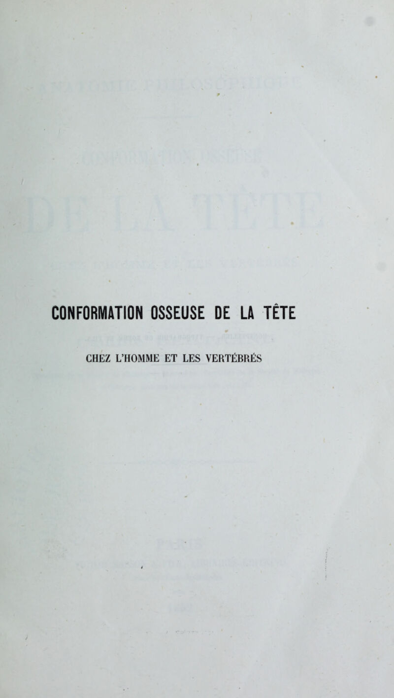 CONFORMATION OSSEUSE DE LA TÊTE CHEZ L’HOMME ET LES VERTÉBRÉS