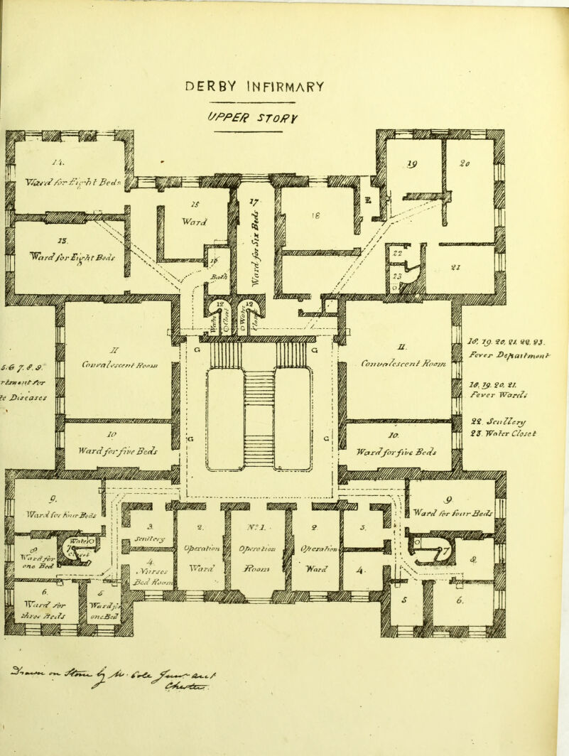 DERBY INFIRMARY tsPPEft SToffy !<?, Ijp 20, ?/ VJ. -&e/iatf/nanP 1<9. If. 20 21. /'ever Wards 22 tScnllcry 2 3 Wo hr Close t y & S' />^T±r=r / I