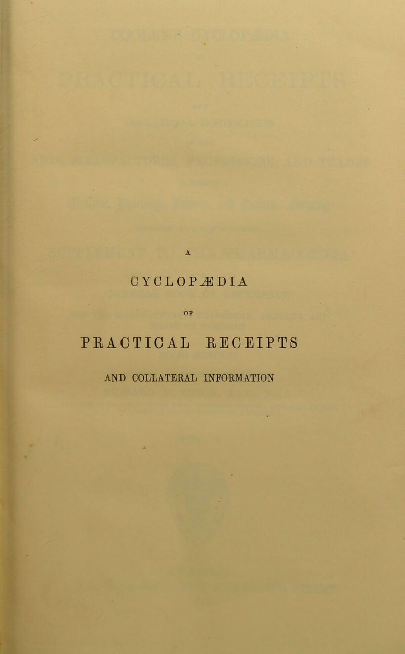 CYCLOPAEDIA OF PEACTICAL EEOEIPTS AND COLLATERAL INFORMATION