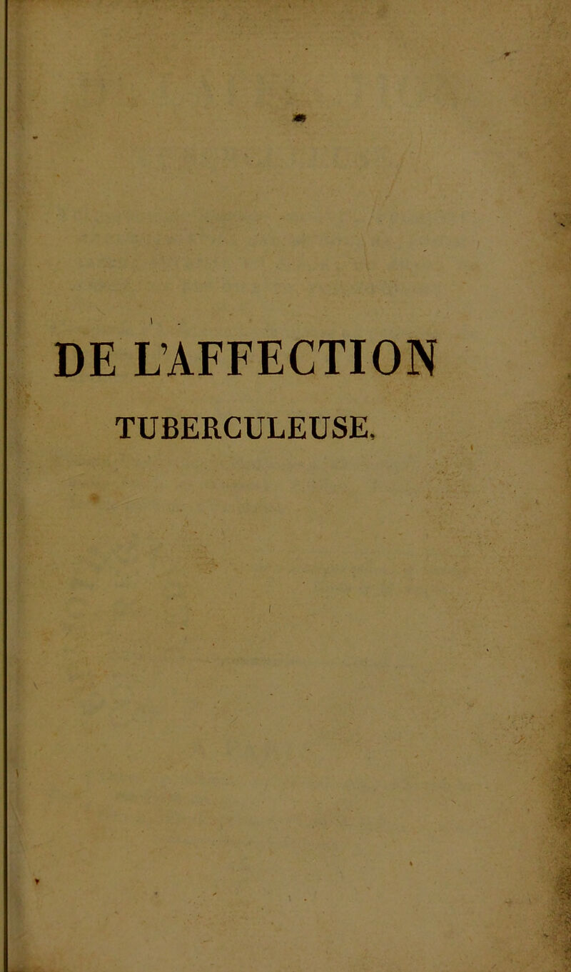 t DE L’AFFECTION TUBERCULEUSE. ¥
