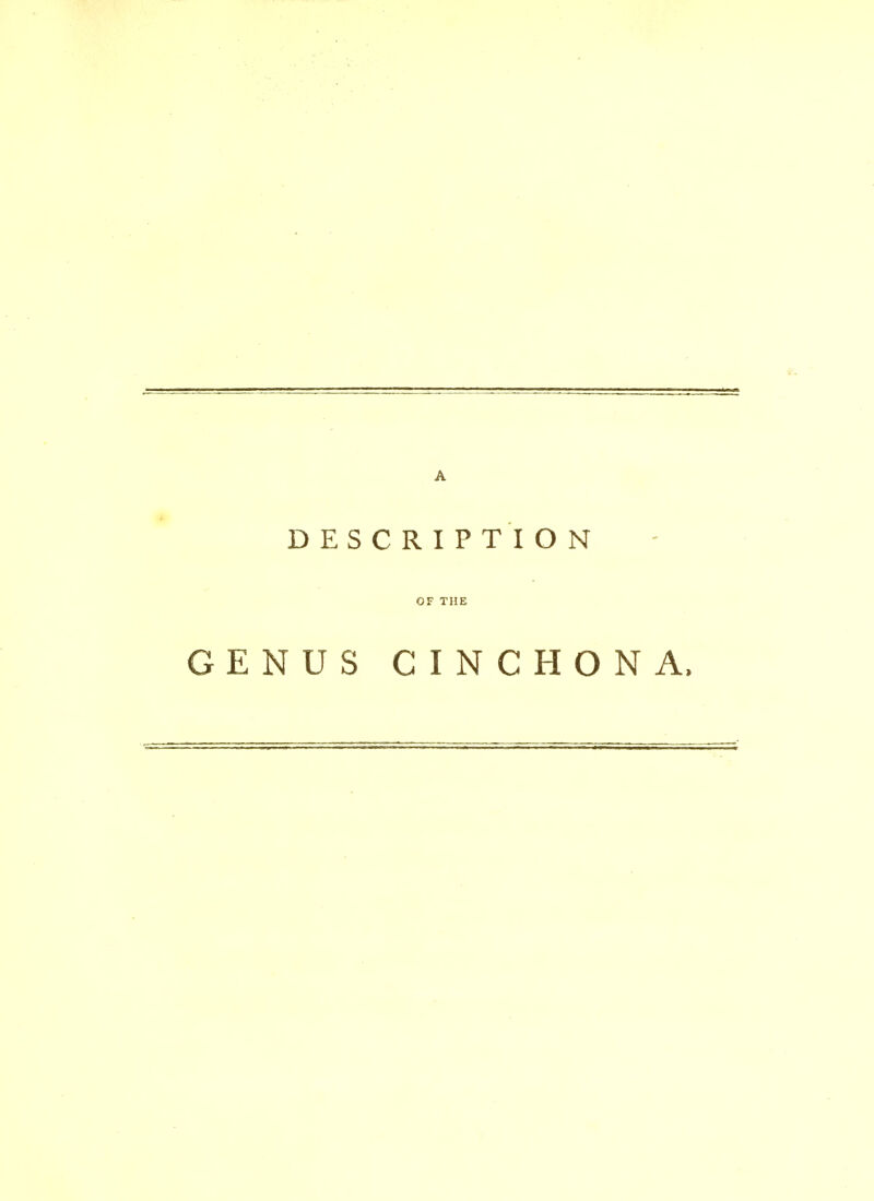 DESCRIPTION OF THE GENUS CINCHONA.