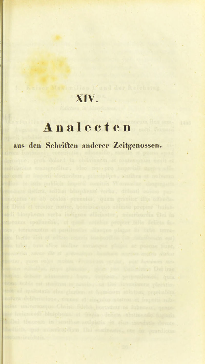 XIV. Analecten aus den Schriften anderer Zeitgenossen,