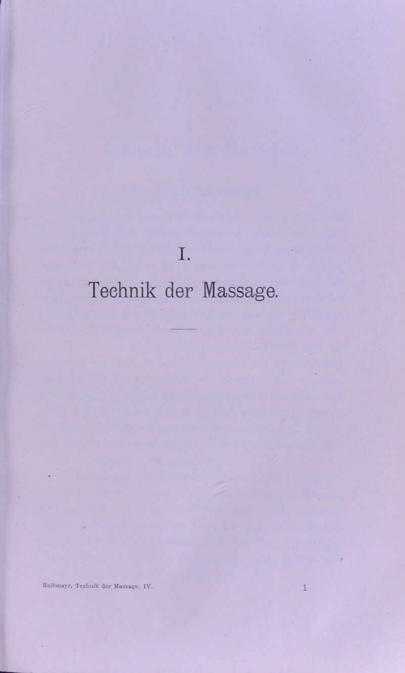 Technik der Massage. Reibmayr, Technik der Massage. IV. 1