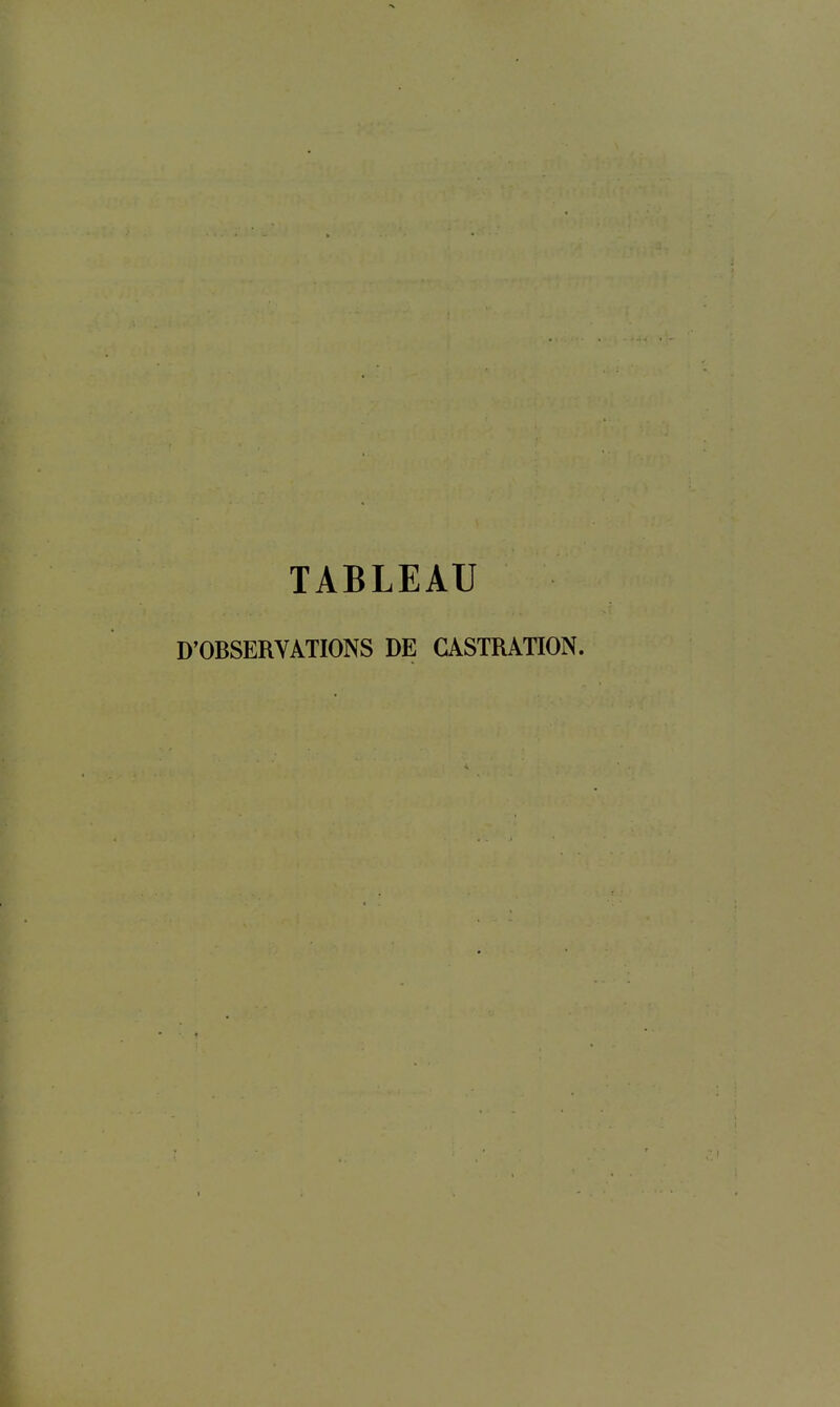 TABLEAU D'OBSERVATIONS DE CASTRATION.