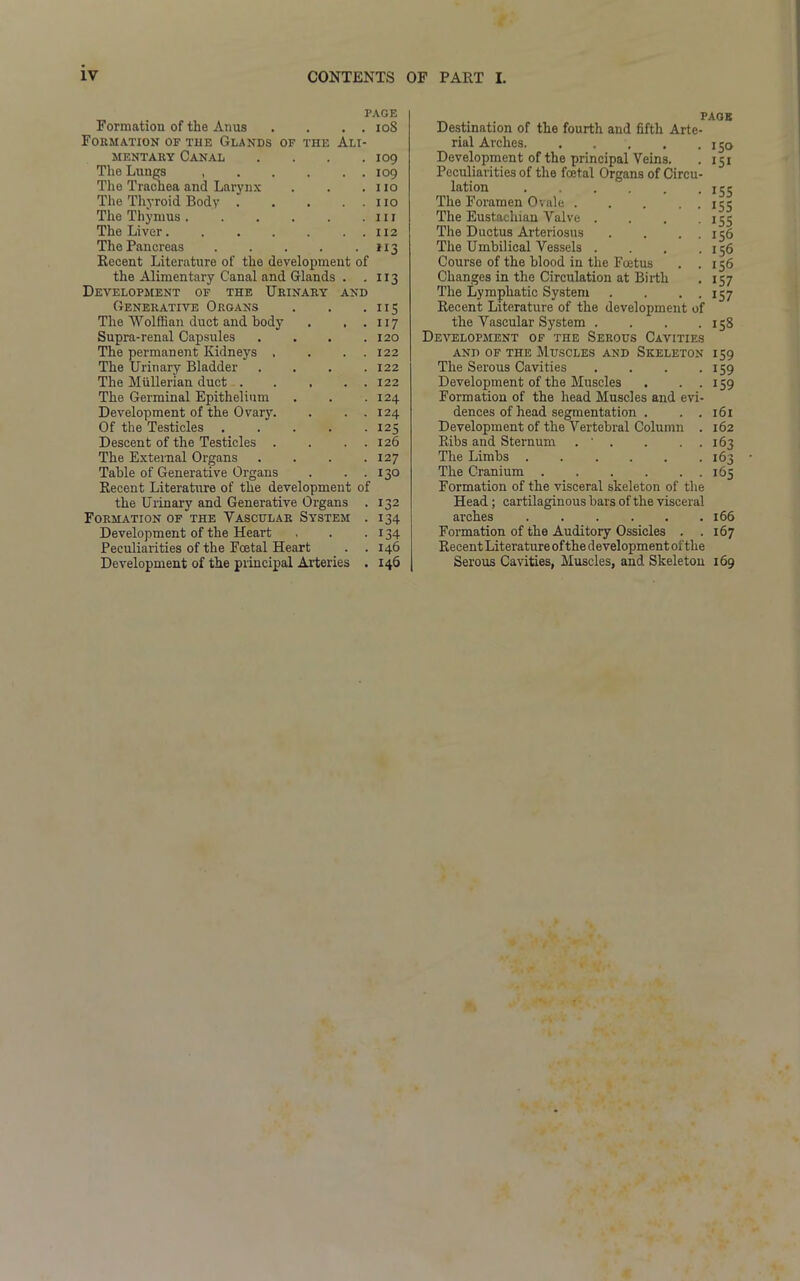 PAGE Formation of the Anus . . . . 10S Formation of the Glands of the Ali- mentary Canal . . . .109 The Lungs , . . . . . 109 The Trachea and Larynx . . .110 The Thyroid Body no The Thymus nr The Liver 112 The Pancreas 113 Recent Literature of the development of the Alimentary Canal and Glands . . 113 Development of the Urinary and Generative Organs . . .115 The Wolffian duct and body . . .117 Supra-renal Capsules . . . .120 The permanent Kidneys , . . . 122 The Urinary Bladder . . . .122 The Mullerian duct 122 The Germinal Epithelium . . .124 Development of the Ovary. . . . 124 Of the Testicles ..... 125 Descent of the Testicles . . . . 126 The External Organs . . . .127 Table of Generative Organs . . . 130 Recent Literature of the development of the Urinary and Generative Organs . 132 Formation of the Vascular System . 134 Development of the Heart . . .134 Peculiarities of the Fcetal Heart . . 146 Development of the principal Arteries . 146 PAGE Destination of the fourth and fifth Arte- rial Arches. . . . . .150 Development of the principal Veins. . 151 Peculiarities of the foetal Organs of Circu- lation 155 The Foramen Ovale 155 The Eustachian Valve . . . .155 The Ductus Arteriosus . . ..156 The Umbilical Vessels . . . .156 Course of the blood in the Fcetus . .156 Changes in the Circulation at Birth .157 The Lymphatic System . . . . 137 Recent Literature of the development of the Vascular System . . . .158 Development of the Serous Cavities AND OF THE MUSCLES AND SKELETON 159 The Serous Cavities . . . .159 Development of the Muscles . . . 159 Formation of the head Muscles and evi- dences of head segmentation . . .161 Development of the Vertebral Column . 162 Ribs and Sternum . ' . . . . 163 The Limbs 163 The Cranium 165 Formation of the visceral skeleton of the Head; cartilaginous bars of the visceral arches 166 Formation of the Auditory Ossicles . .167 Recent Literature ofthe development of the Serous Cavities, Muscles, and Skeleton 169