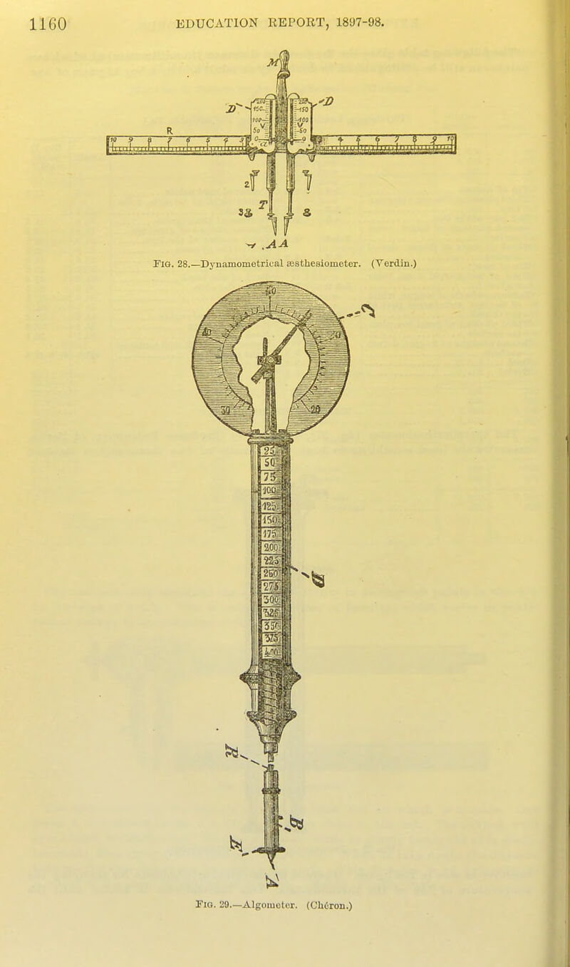 riG. 28.—Dynamometrical Eesthesiometer. (Verdin.) Sia. 29.—Algoiuoter. (CliCron.)