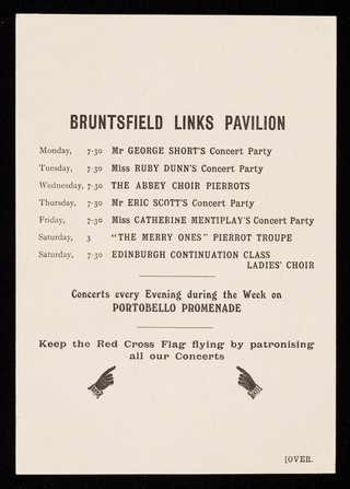 Edinburgh's + week, 1918 : 30th June to 6th July : music festival time table / [City of Edinburgh branch of the British Red Cross Society].