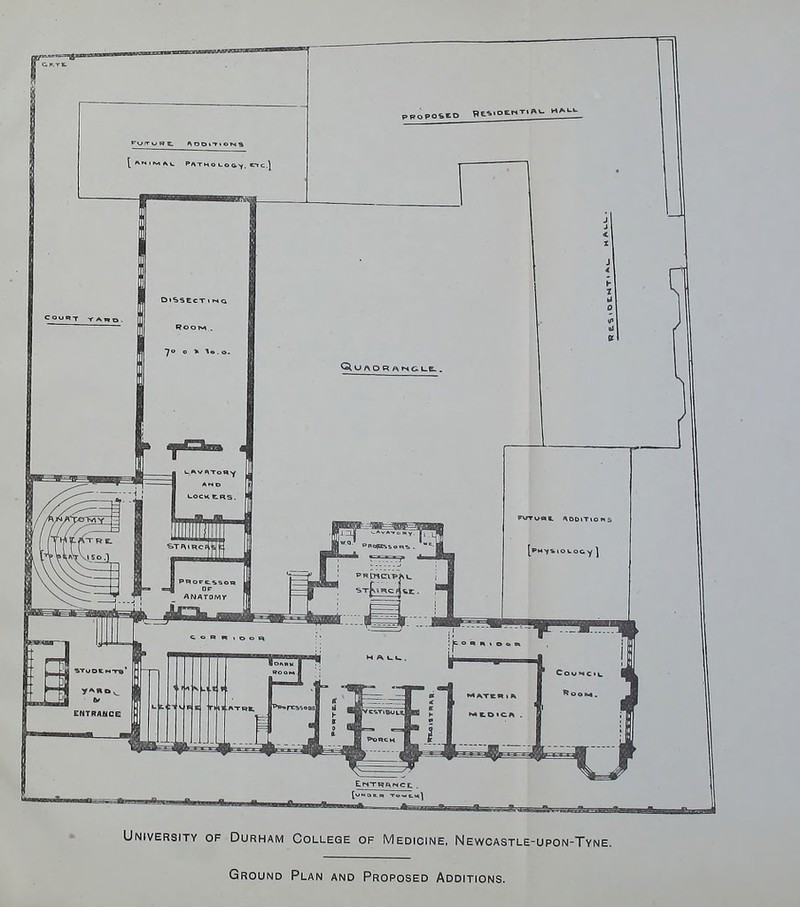 University of Durham College of Medicine, Newcastle-upon-Tyne. Ground Plan and Proposed Additions.