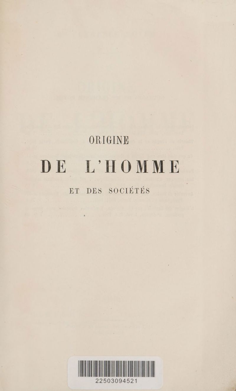 ORIGINE DE L'HOMME VE DESOSCECLE ER TTL
