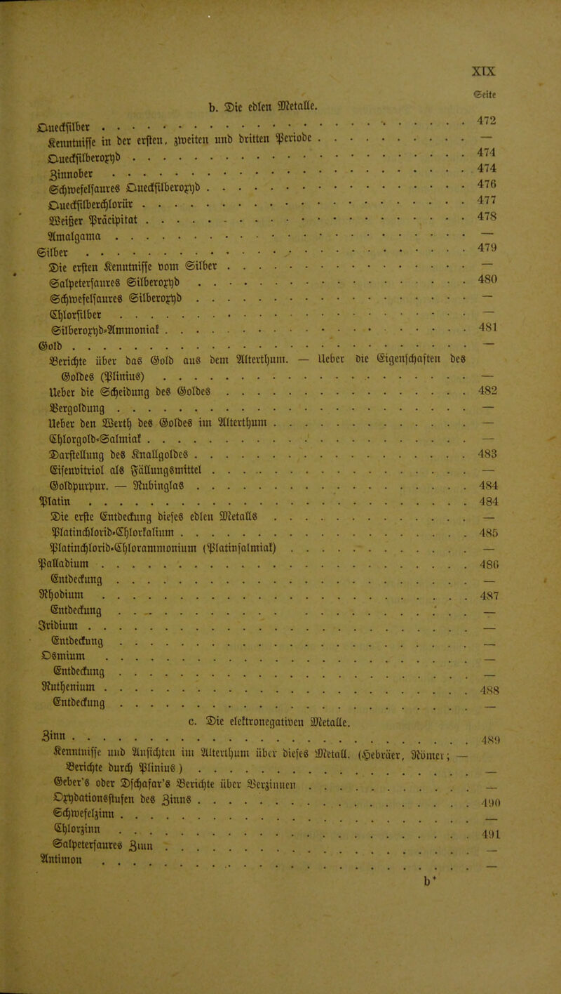 ©eile b. ®ic cbtcn Metalle. Oucdfxlbcr '472 Semttmffe in ber erften, jtncitcn unb brüten «periobe — Duccffttbcroyttb 474 3innober 474 ©<$H>efeI[aure« Duecffilberor^b 470 Duecffüberdjtorür 177 Söeifjer <ßräcitntat 478 Sfatatgama . Silber j 479 Sie erfien Äenntniffe r>om ©über — ©atpeterfaures ©tlberojrjb 480 ©djroefelfcture« ©ilberojrib — «E^lorftlber — @iIberor^)b=2faimonia! 4s l 33ericf)te über bas ©olb an« bem Slterttjum. — lieber Die (Sigenfctjaften be« ©olbe« (Pinta«) — lieber bie ©Reibung be« ©oIbc§ 482 SBergolbung — lieber ben Söertb, bee ©olbe« tut 2iltertt)um — Sb,Iorgolb'@aImiaf — 2)arfMung be« ßnatlgolbc« 483 ©ifenbitriol al« ^äßunggmittel . . . — ©oibpurpur. — Stabingla« 484 patin 484 2)ie erjie (Sntbecfung biefe« eblctt 9)ietaü« — Pattad)Iorib»&r)IorfaIium 485 $iatin<$forib.£i)Iorammoniiun (^latinfalmtal) — ^aüabium 480 (Sntbecfung — 9ff)obium 487 (Sntbecfung . . .' . . — Sribiutn — Sntbectung Osmium _ (Sntbecfung 9tatr)entam 4$$ (Sntbecfung _ c. ©ie eleftronegattt-en äTtetatte. 3tnn % v . .... . ^3£-&%zSßi&}&-f4Ö9 Äwrntmffe unb &nft$ten im SUtextyum über biefcö iÜtctaU. (Hebräer, 9füiitcv; — *ericf)te buref) Pinta«) _ ©eber'« ober ©fdjafar's Scripte über öerjinncu _ Drubationeftufen be« 3tan§ . . . 490 ©djrocfeljinn _ (£b.lorginn . . . , ', 'iiä^b&-l- .' *<491 ©alpeterfaure« ginn Intinton b +