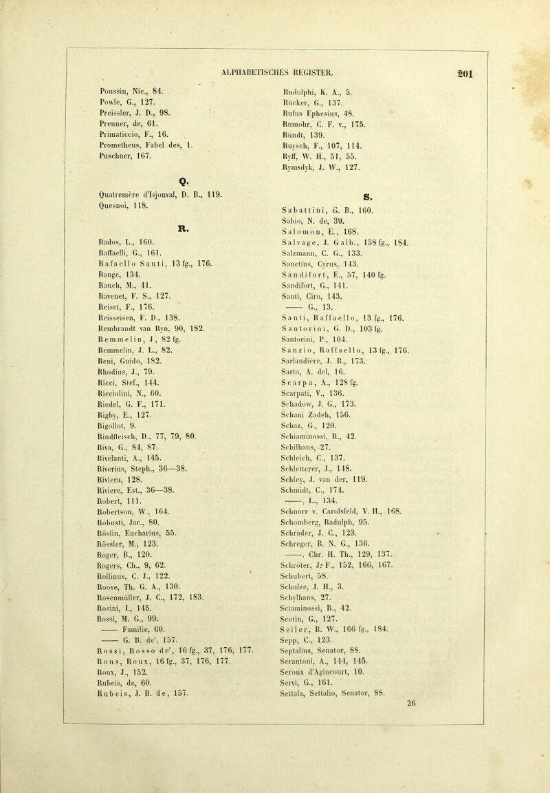 Poussin, Nie., 84. Powle, G-, 127. Preissler, J. D., 98. Prenner, de, 61. Primaticcio, F., 16. Prometheus, Fabel des, 1. Puschner, 167. Q. Quatremere dTsjonval, D. B., 119. Quesnoi, 118. R. Rados, L., 160. Raffaclli, G., 161. Rafaello Santi, 13fg., 176. Range, 134. Rauch, M., 41. Ravenet, F. S., 127. Reiset, F., 176. Reisseisen, F. D., 138. Remhrandt van Ryn, 90, 182. Remmelin, J , 82 fg. Remmelin, J. L., 82. Reni, Guido, 182. Rhodius, J., 79. Ricci, Stef., 144. Ricciolini, N., 60. Riedel, G. F., 171. Righy, E., 127. Rigollot, 9. Rindfleisch, D., 77, 79, 80. Riva, G., 84, 87. Rivelanti, A., 145. Riverius, Steph., 36—38. Riviera, 128. Riviere, Est., 36—38. Robert, 111. Robertson, W., 164. Robusti, .lac., 80. Röslin, Eucharius, 55. Rössler, M., 123. Roger, B., 120. Rogers, Cb., 9, 62. Rollinus, C. J., 122. Roose, Th. G. A., 130. Rosenmüller, J. C., 172, 183. Rüsini, 1., 145. Rossi, M. G., 99. Familie, 60. G. B. de’, 157. Rossi, Rosso de’, 16fg., 37, 176, 177. Rous, Roux, 16fg., 37, 176, 177. Roux, J., 152. Rubels, de, 60. Rubels, J. B. de, 157. Rudolpbi, K. A., 5. Rücker, G., 137. Rufus Epbesius, 48. Rumobr, C. F. v., 175. Rundt, 139. Ruyscb, F., 107, 114. Ryir, VV. H., 51, 55. Rymsdyk, J. W., 127. S. Sabattini, G. B., 160. Sabio, N. de, 39. Salomon, E., 168. Salvage, .1. Galb., 158 fg., 184. Salzmann, C. G., 133. Sanctius, Cyrus, 143. San di fort, E., 57, 140 fg. Sandifort, G., 141. Santi, Giro, 143. — G., 13. Santi, Raffaello, 13 fg., 176. Santorini, G. D., 103 fg. Santorini, P., 104. Sanzio, Raffaello, 13 fg., 176. Sarlandicre, .1. B., 173. Sarto, A. del, 16. Scarpa, A., 128 fg. Scarpati, V., 136. Sbado\v, .1. G., 173. Schani Zadeb, 156. Sebaz, G., 120. Sebiaminossi, R., 42. Sebilbans, 27. Schleich, C., 137. Scbletterer, J., 148. Sebley, .1. van der, 119. Schmidt, C., 174. , L., 134. Schnorr v. Carolsfeld, V. H., 168. Schömberg, Radulpb, 95. Schräder, J. C., 123. Sebreger, B. N. G., 136. . dir. H. Th., 129, 137. Schröter, ,!.• F., 152, 166, 167. Schubert, 58. Schulze, ,1. H., 3. Schylhans, 27. Sciaminossi, R., 42. Scotin, G., 127. Seiler, B. W., 166 fg., 184. Sepp, C., 123. Septalius, Senator, 88. Serantoni, A., 144, 145. Seroux d’Agincourt, 10. Sei-vi, G., 161. Settala, Settalio, Senator, 88. 26