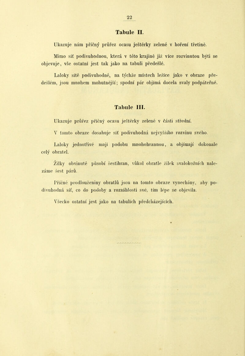 22 Tabule II. Ukazuje nam pnCny prufez ocasu jeSterky zelene v horeni tretine. Mimo slf podivuhodnou, ktera v teto krajine jiz vice rozvinutou byti se objevuje, v§e ostatni jest tak jako na tabuli pfedesle. Laloky sit6 podivuhodne, na tychze mistech lezice jako v obraze pfe- deslem, jsou mnohem mohutnejSf; spodni par objima docela svaly podpatefn6. Tal)iile III. Ukazuje prufez pficny ocasu jeSterky zelene v 6asti stfedni. V tomto obraze dosahuje slf podivuhodna nejvy§si'ho rozvinu sv^ho. Laloky jednot)iv^ maji podobu mnohohiannou, a objfraaji dokonale cely obratel. Zilky obvinute pflsobi sestihran, vukol obratle zilok svalokoznfch nale- zame sest paru. Pficne piodlouzeniny obratlu jsou na tomto obraze vynechany, aby po- divuhodna si'f, co do podoby a rozsahlosti sve, ti'm lepe se objevila. VSecko ostatni' jest jako na tabuhch pfedcliazejicich.