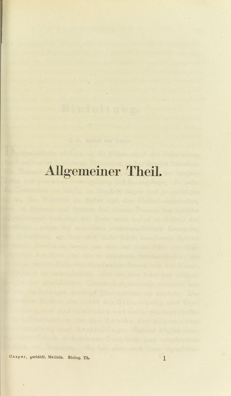 Allgemeiner Theil.