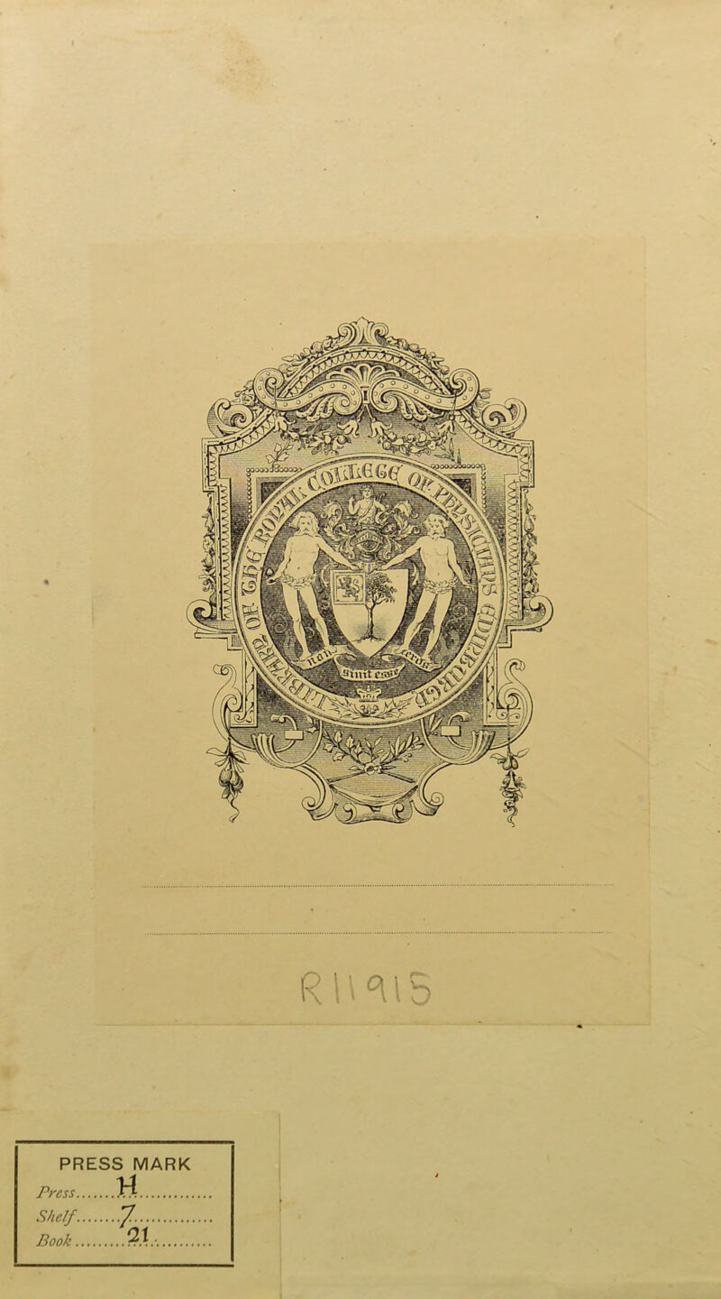 PRESS MARK Press H Shelf. Book 21.,