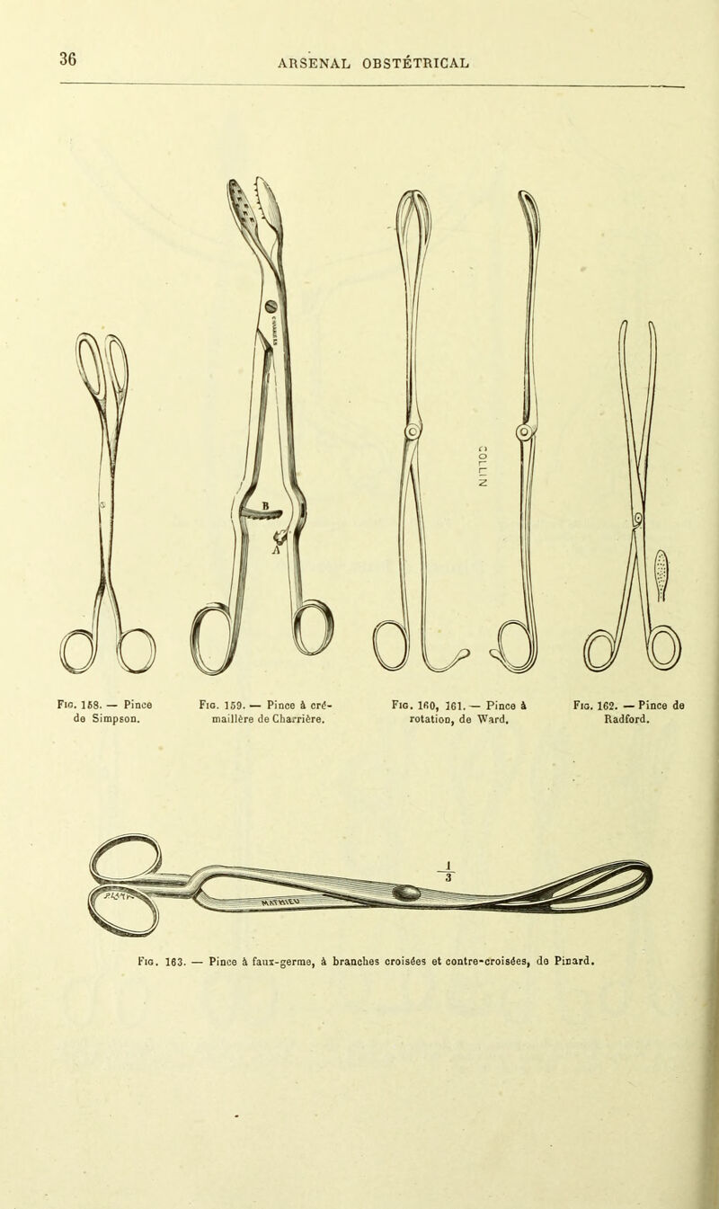 Fig. 163. — Pince à faux-germe, à branches croisées et contre-croisées, do Pinard.