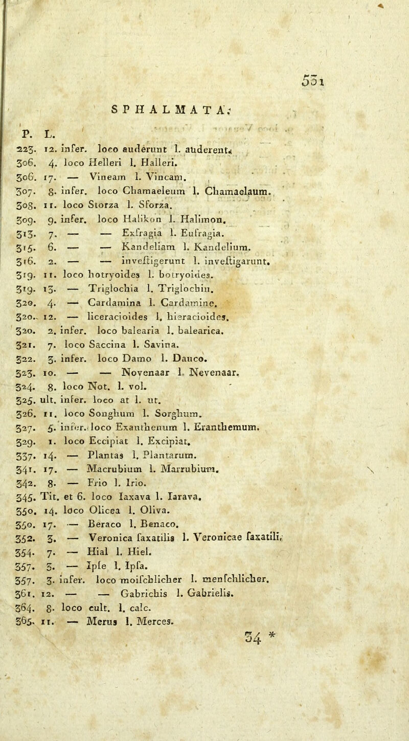 SPHALMATA'j P. L. 223. 12. infer, loco auderunt 1. auderent* 3o6. 4. loco Helleri 1. Halleri. 306. 17. — Vineam 1. Vincam. 307. 8- infer, loco Cliamaeleum 1. Cliamaelaum, 3og. 11. loco Storza 1. Sforza. 309. g. infer, loco Halikon 1. Halimon. 313. 7. — — Exfragia 1. Eufragia. 315. 6. — — Kandeliam 1. Kandelium. 316. 2. — — inveftigerunt 1. inveftigarunt. 3ig. 11. loco botryoides 1. botryoides. 319. 13- — Triglocbia 1. Triglocbin. 320. 4- — Cardamina 1. Cardatnine. 320.. 12. — liceracioides 1. bieracioides, 320. 2. infer, loco balearia 1. balearica. 321. 7. loco Saccina 1. Savina. 322. 3. infer, loco Damo 1. Dauco. 323. 10. — — Novenaar 1 Nevenaar. 324. 8- l°co Not. 1. vol. 525. ult. infer, loco at 1. ut. 326. ii. loco Songbum 1. Sorgbum. 327. 5. infer.) loco Exambenum 1. Eranthemum. 329. 1. loco Eccipiat 1. Excipiat. 337. 14. — Planta9 1. Plantarum. 541. 17. — Macrubium 1. Marrubium. 342. 8- — Frio 1. Irio. 345. Tit. et 6. loco Iaxava 1. Iarava. 35o. 14. loco Olicea 1. Oliva. 350. 17. — Beraco 1. Benaco. 352. 3. — Veronica faxatilia 1. Veronicae faxatili, 554. 7. — Hial 1. Kiel. 357. 5. — rpie 1. Ip fa. 357. 3- infer, loco moifcblicber 1. menfchlicher. 361, 12. — — Gabricbis 1. Gabrielis. 364. 8- loco cult. 1. calc. 3&5- rr. — Merus 1. Merces. 34 *