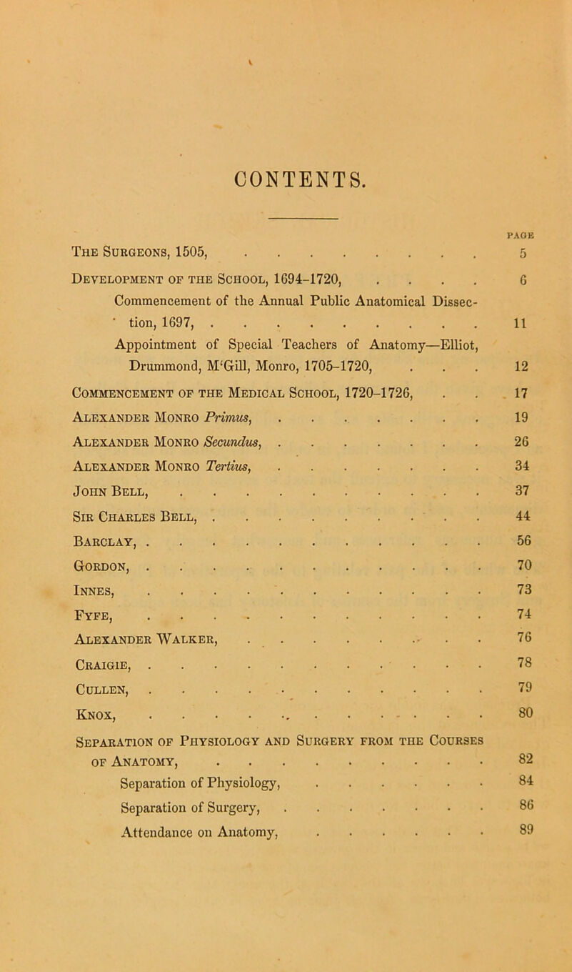 V CONTENTS. PAOE The Surgeons, 1505, 5 Development of the School, 1G94-1720, .... G Commencement of the Annual Public Anatomical Dissec- ' tion, 1697, 11 Appointment of Special Teachers of Anatomy—Elliot, Drummond, M'Gill, Monro, 1705-1720, ... 12 Commencement of the Medical School, 1720-1726, . . 17 Alexander Monro Primus, 19 Alexander Monro Secundus, 26 Alexander Monro Tertius, ....... 34 John Bell, 37 Sir Charles Bell, 44 Barclay, 56 Gordon, 70 Innes, 73 Fyfe, 74 Alexander Walker, 76 Craigie, • . 78 Cullen, 79 Knox, 80 Separation of Physiology and Surgery from the Courses of Anatomy, 82 Separation of Physiology, 84 Separation of Surgery, 86 Attendance on Anatomy, 89