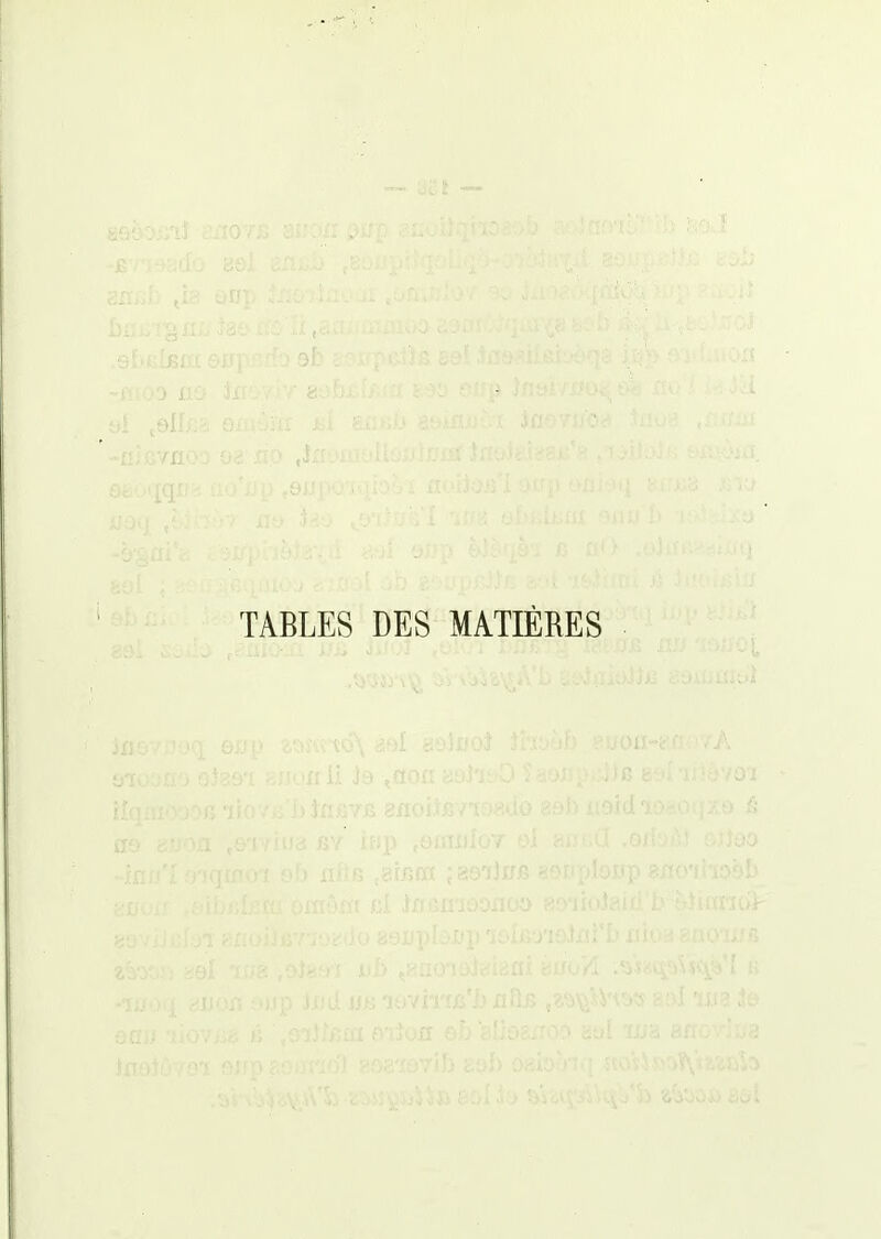 TABLES DES MATIÈRES