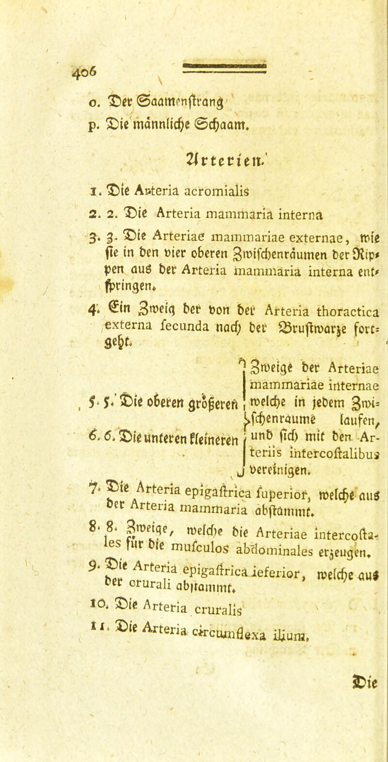 o. ©aamcnl^ran^ ' ^ \ p. mannlic^c ©c^aam. Tivtetiew 1. ^5tC Aoteria acromialis 2. 2. Die Arteria mammaria interna 3. 3. Die Arteriae maminariae externae, trie fie tn &en »ter oberen B^i^ifcbcnrdumen ber 9ltp# pen au6 bet Arteria mammaria interna ent^ \ fpringen* 4* 3’^tiq bet bon bet Arteria thoractlca ^€xterna fecunda narf; bet 5Stu|ln)atje fotc^ , 5^* J* oSetctt gto^ctcA 3n)eige bet Arteriae inammariae internae roeicbe in jebem 3n>i' J^fcbenraume loufen, <5* 2!)ie unteten fleineren / teriis ihte'rcoftalibui ^ j bereinigeni Arteria epigaftrica fuperiot, mefcbe au^ Det Arteria mammaria ahflammt. 8* 8» n)efd)e ble Arteriae intercofta- es fut te mutculos abclominales er^eugen, to. ®ie Arteria cruralis n, Die Arteria circiunflexa iiium,