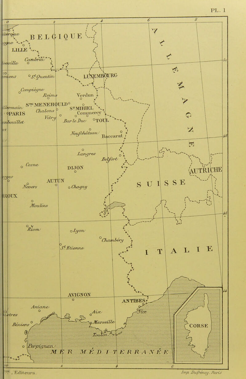 ''t^ ^ B E X I Q IJ E V,-/ LILLE * <e ville/ GxfnbrcSj*'' o . rv ens Jieùru? o <'PARIS •nboicLUet c S'?^]VIENEH(>ULD Chalons ^ Ktry o Moulins o y Rio7TV , Edileurs.