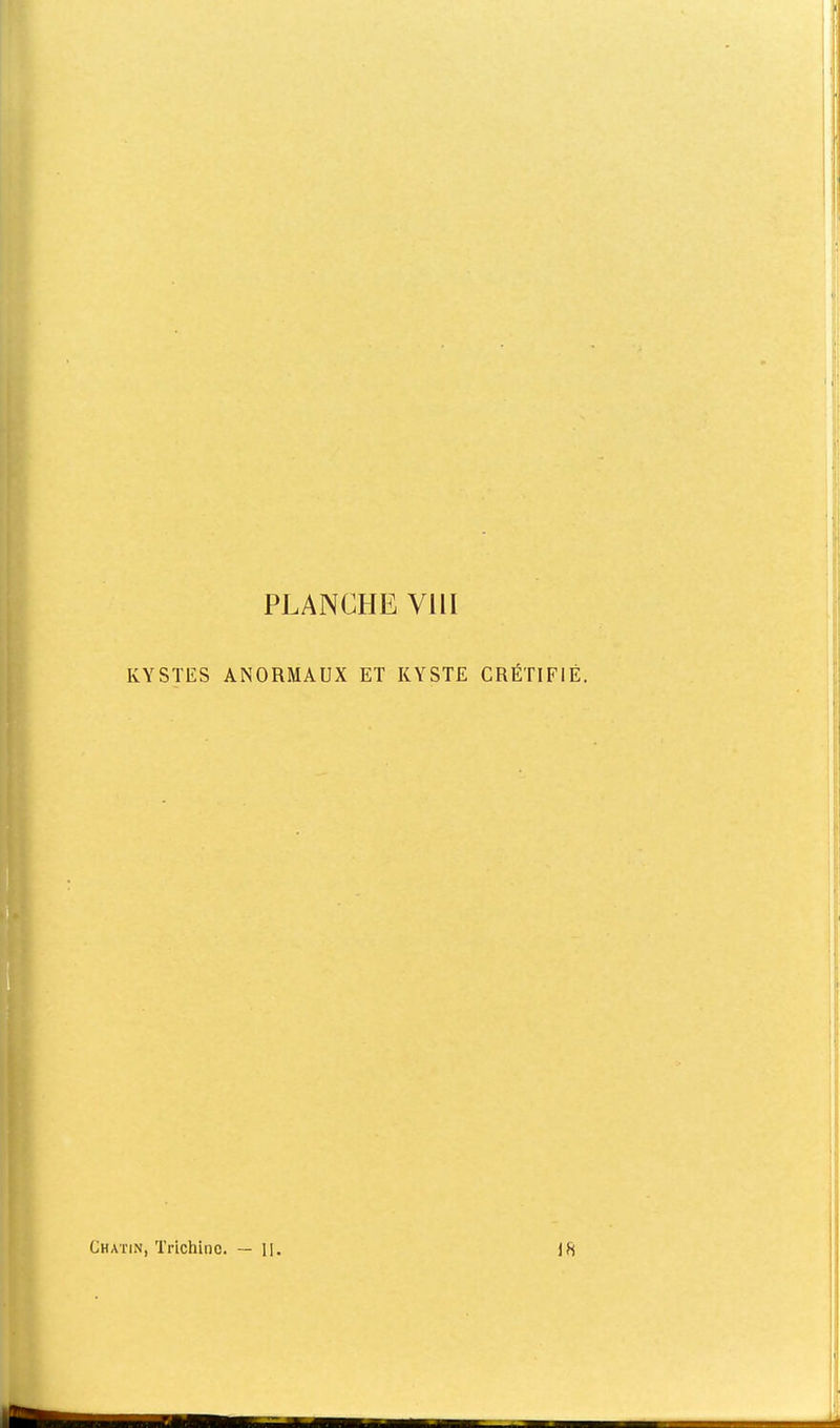 PLANCHE VllI KYSTES ANORMAUX ET KYSTE CRÉTIFIÉ. Chatin, TrLchinc. — II. iH