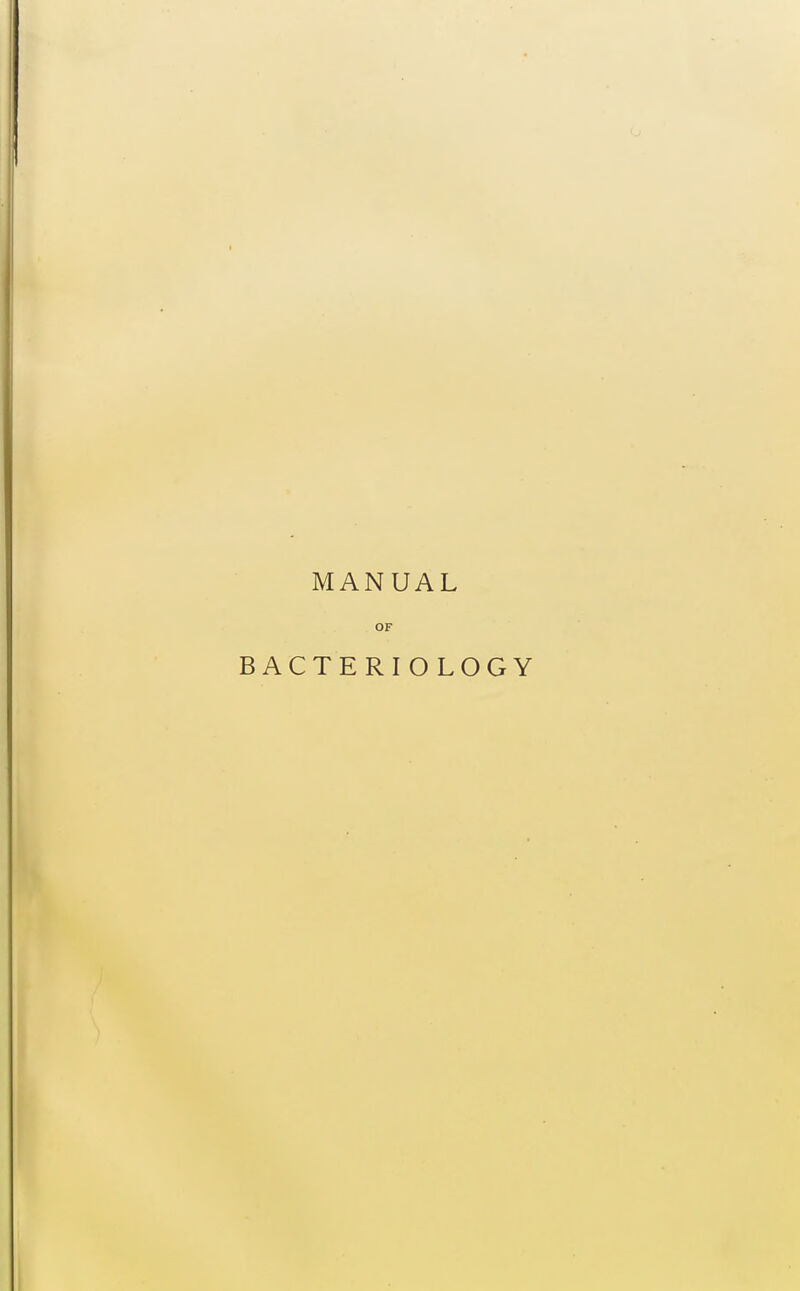 MANUAL OF BACTERIOLOGY