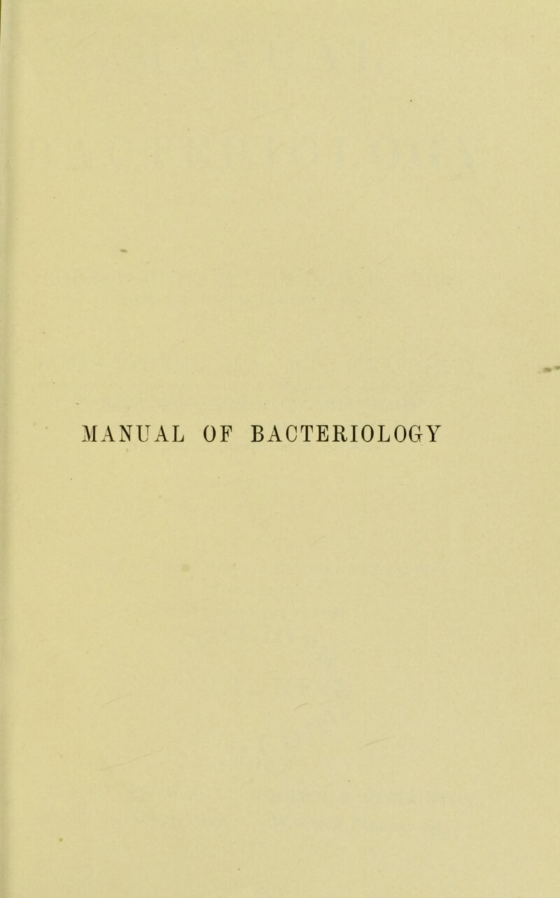 MANUAL OF BACTERIOLOGY
