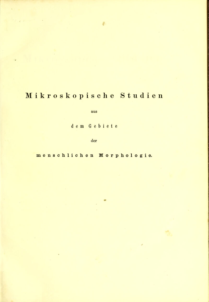 aus dem Gebiete der menschlichen Morphologie.