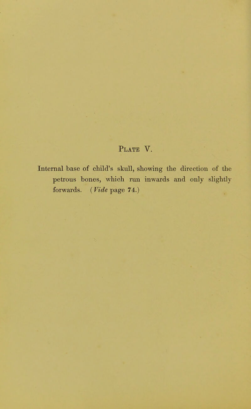Internal base of child's skull, showing the direction of the petrous bones, which mn inwards and only slightly forwards. (Vide page 74.)