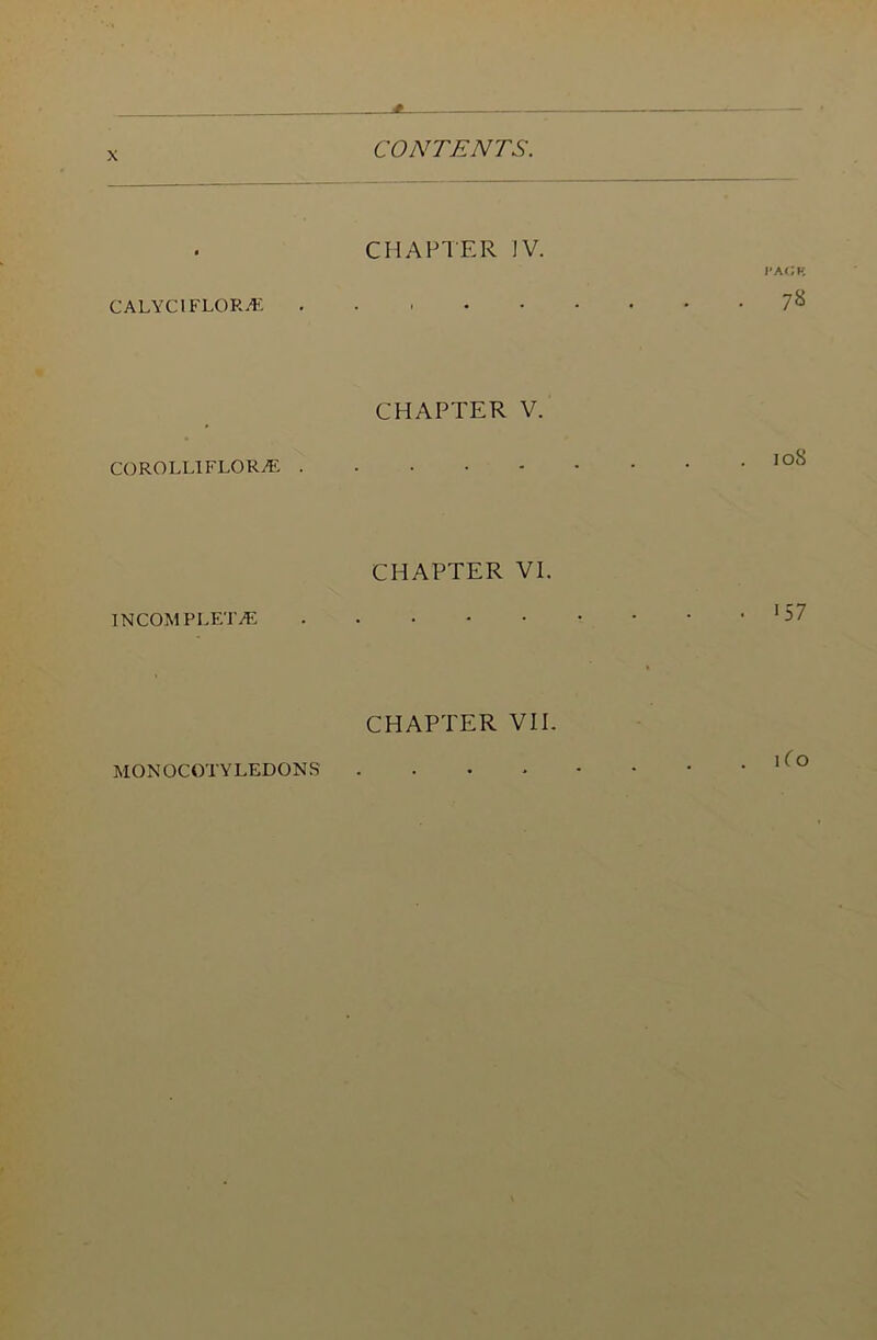 C A L YC1 FLO R Ai CO ROLLI FLORAE . INCOMPLETE CHAPTER IV. PACK 78 CHAPTER V. 108 CHAPTER VI. 157 CHAPTER VII. MON OCOTY LEDON S Ho