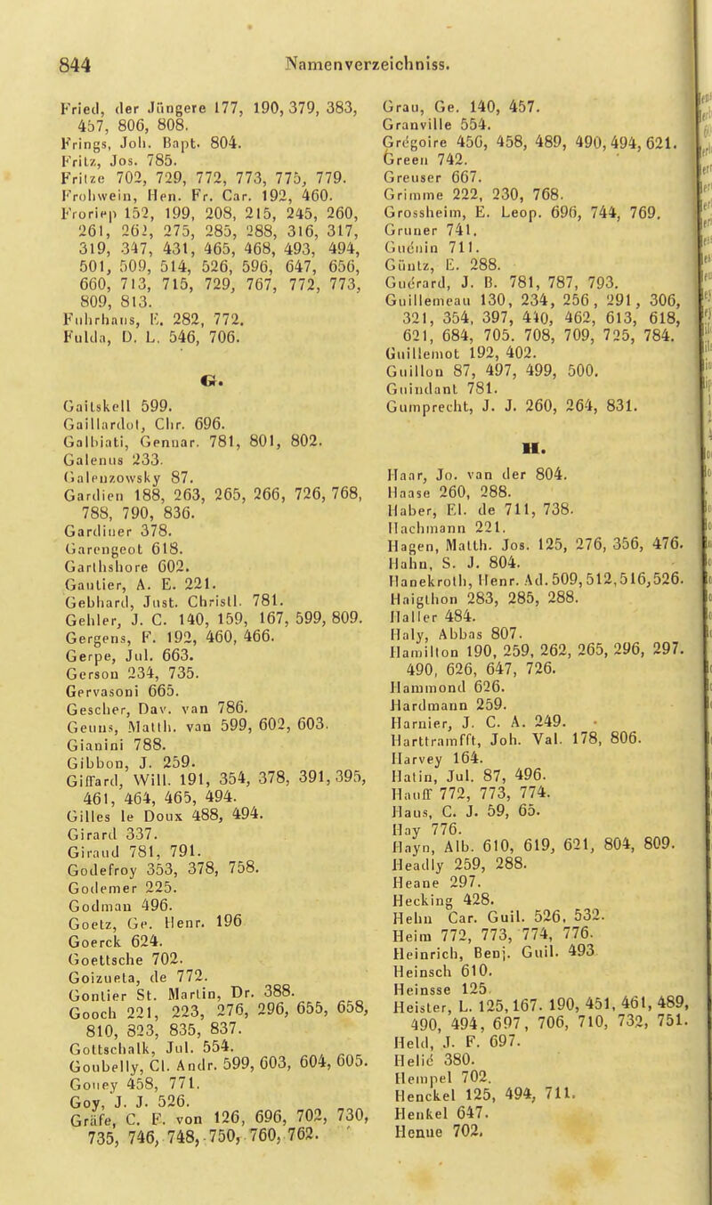 Fried, der Jüngere 177, 190,379, 383, 457, 806, 808. Frings, Joh. Bnpt- 804. Fritz, Jos. 785. Frilze 702, 729, 772, 773, 775, 779. Froinvein, Hen. Fr. Car. 192, 460. Froriep 152, 199, 208, 215, 245, 260, 261, 262, 275, 285, 288, 3l6, 317, 319, 347, 431, 465, 468, 493, 494, .501, 509, 514, 526, 596, 647, 656, 660, 713, 715, 729, 767, 772, 773, 809, 813. Fulirliaiis, K. 282, 772. Fulda, D. L. 546, 706. et, Gailsliell 599. Gaillardol, Ciir. 696. Galhiati, Geniiar. 781, 801, 802. Galenus 233. Galenzowsl^y 87. Gardic-n 188, 263, 265, 266, 726, 768, 788, 790, 836. Gardiiier 378. (.jart'iigeot 618. Garlhshore 602. Gaulier, A. E. 221. Gebliard, Just. Chrisll. 781. Gehler, J. C. 140, 159, 167,599, 809. Gergens, F. 192, 460, 466. Gerpe, Jul. 663. Gerson 234, 735. Gervasoni 665. Gesclier, Dav. van 786. Geuns, Matth, van 599, 602, 603. Gianini 788. Gibbon, J. 259. GifTard, Will. 191, 354, 378, 391,395, 461, 464, 465, 494. Gilles le Doux 488, 494. Girard 337. Giraud 781, 791. Godefroy 353, 378, 758. Godemer 225. Godmau 496. Goetz, Ge. Henr. Goerck 624. Goettsche 702. Goizuela, de 772. Gonlier St. Marlin, Dr. 388. Gooch 221, 223, 276, 296, 655, 658, 810, 823, 835, 837. Goltschalit, Jul. 554. Goubelly, Gl. Andr. 599, 603, 604, 605. Goiiey 458, 771. Goy, J. J. 526. Gräfe, C. F. von 126, 696, 702, 730, 735, 746, 748, . 750, 760, 762. 196 Grau, Ge. 140, 457. Granville 554. Gregoire 456, 458, 489, 490,494,621. Green 742. Greuser 667. Grimme 222, 230, 768. Grossheim, E. Leop. 696, 744, 769. Gruner 741. Gnciiin 711. Güulz, !•. 288. Guerard, J. B. 781, 787, 793. Guiliemeau 130, 234, 256, 291 , 306, 321, 354. 397, 440, 462, 613, 618, 621, 684, 705. 708, 709, 725, 784. Guiüemot 192, 402. Guiilon 87, 497, 499, 500. Gnindant 781. Gumpretht, J. J. 260, 264, 831. H. Haar, Jo. van der 804. Haase 260, 288. Haber, El. de 711, 738. Ilaciunann 221. Hagen, Matth. Jos. 125, 276, 356, 476. Hahn. S. J. 804. Ilanekroth, Henr. Ad.509,512,516,526. Haiglhon 283, 285, 288. Hailer 484. Haly, Abbas 807. Hamilton 190, 259. 262, 265, 296, 297. 490, 626, 647, 726. Hammond 626. Hardmann 259. Harnier, J. C. A. 249. ■ Harttramfft, Joh. Val. 178, 806. Harvey 164. Hatin, Jul. 87, 496. Hauir 772, 773, 774. Haus, C. J. 59, 65. Hay 776. Hayn, Alb. 610, 619, 621, 804, 809. Headly 259, 288. Heane 297. Hecking 428. Hehn Car. Guil. 526. 532. Heim 772, 773, 774, 776- Heinrich, Benj. Guil. 493 Heinsch 610. Heinsse 125 Heister, L. 125,167. 190, 451. 461, 489, 490, 494, 697, 706, 710, 732, 751. Held, J. F. 697. Helle 380. Hempel 702. Henckel 125, 494, 711. Henkel 647. Henue 702.