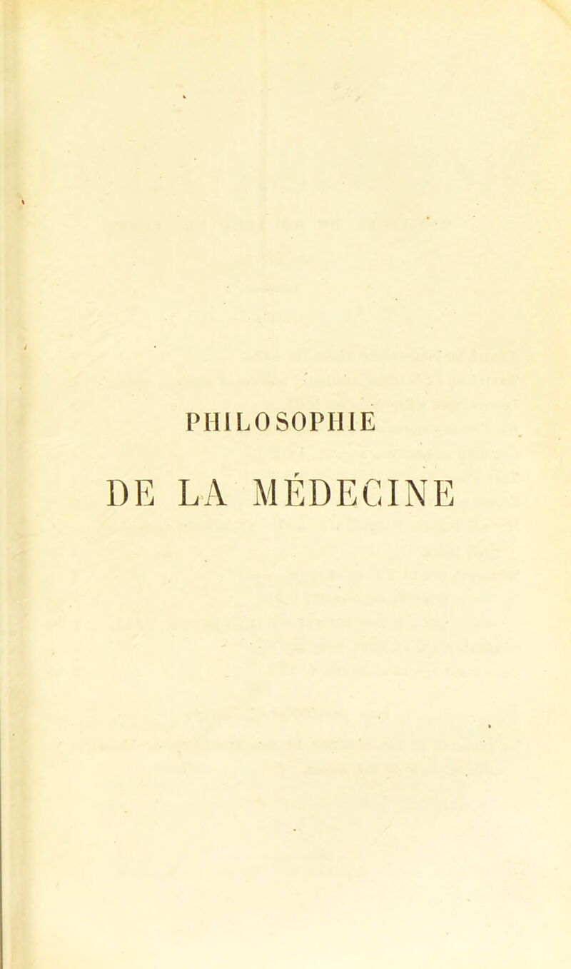 PHILOSOPHIE DE LA MÉDECINE