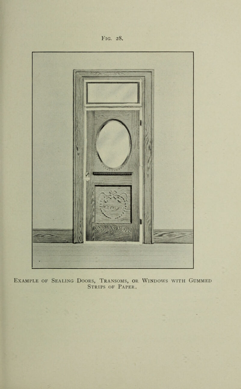 Fig. 28. Example of Sealing Doors, Transoms, or Windows with Gummed Strips of Paper.