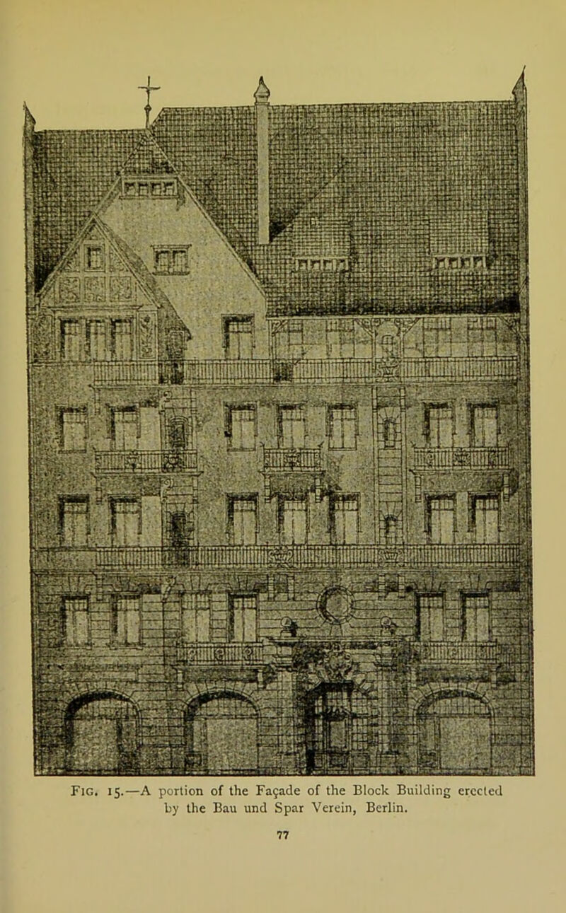 Fig. 15.—A portion of the Fagade of the Block Building erected by the Bau und Spar Verein, Berlin.