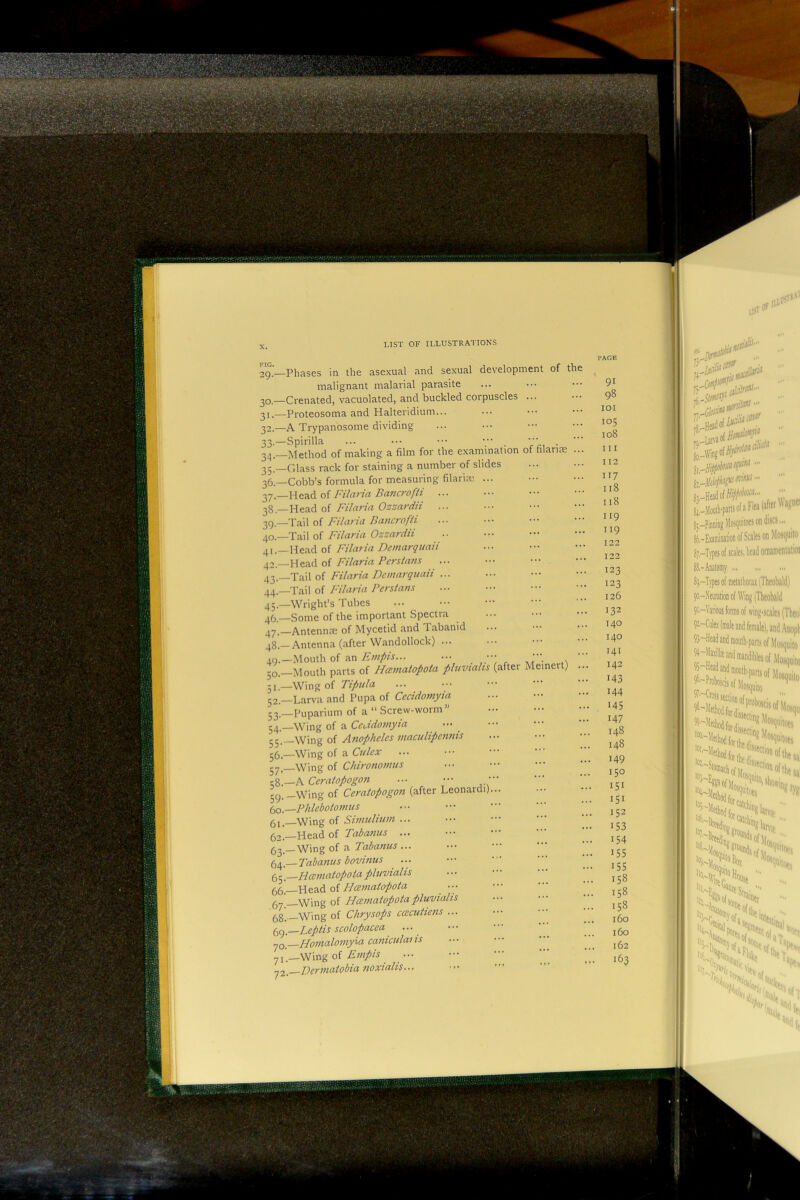 LIST OF ILLUSTRATIONS FIG. 29.- 30- — 31- 32- 34- — 35- —' 36.— 37-- 38.- 39-- 40. - 41. - 42. - 43-- 44.- 45-- 46.- 47- 48. 49- 50. 51- 52. 53- 54- 55' 56. 57' 58. 59 60 61. 62 63-' 64. - 65. 66. 67. 68. 69. 70. 71' 72, Phases in the ase-xual and sexual development of the malignant malarial parasite Crenated, vacuolated, and buckled corpuscles .. •Proteosoma and Halteridium... •A Trypanosome dividing ■Spirilla ■Method of making a film for the examination of Glass rack for staining a number of slides •Cobb’s formula for measuring filariuu ... -H ead of Fihv-ia Bancrofti ... oi Filaria 0zza7-dii ... -Tail of Filaria Bancrofti ~'Y?C\\ Filarki Ozzardii -Head of Filaria Demarquaii -XAftvAol Filaria Perstam ... -Tail of Filaria Demarquaii ... -Tail of Filaria Persians —Wright’s Tubes ... ^ —Some of the important Spectia Antennae of Mycetid and Tabanid — Antenna (after Wandollock) ... —Mouth of an Empis... ... ••• —Mouth parts of Heematopota pluviahs (after Memert) —Wing of Tipula Larva and Pupa of Cecidomyta —Puparium of a “ Screw-worm —Wing of a Ceadotnyia —Wing of Anopheles viaculipennis , Wing of a Wing of Chironomus —A Ceralopogon ... ••• • -Wing of Ceralopogon (after Leonard!)... Phleboto/mis Wing of Siniuliuni ... Head of Tabanus ... —Wing of a Tabanus ... — Tabanus bovinus FI ccniatopota pluviahs Plcematopota ... —Wing of Heematopota pluviahs —Wing of Chrysops ccecutiens ... —Leptis scolopacea Honialomyia caniculaiis Empis Dprmatobia noxialis.-f • - • ”' 91 98 lOI 105 108 111 112 117 118 118 119 119 122 122 123 123 126 132 140 140 141 142 143 144 145 147 148 148 149 150 151 151 152 153 154 155 155 158 158 158 160 160 162 163