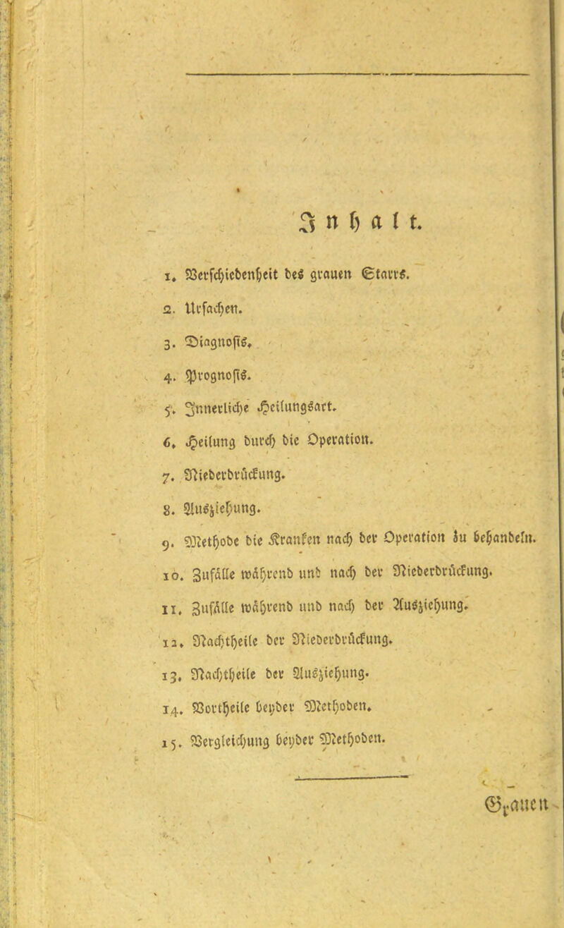 ^snl) alt !♦ 23ei*fc^icben^eit bei gvaum ©tnit«. 2. Utfacf;en. 3. ©ingnofig, 4. ^vognopg. 5. 3nnecUd)e .^eilutigöflft, 6. «Teilung biu'd) bic Operation. 7. g^iebcfbvöcfung. 9. gjiet^obe bie ^ranfett md) bei* Operation iu öe^anbeln. 10. Sufdtle wd^fcub imi nac^ bev Slicbcrbi-ucfung. 11. Sufnde wa^venb unb nacf) bec 2(uöjie^ung. 12» 3lad}t^ei(e bev 37icDeubi-ö(fung. 13. ?rtad;töei(e bcv Slu^jic^ung. 14. Sßovt^cilc bc^jbet ?Dtetf}oben.