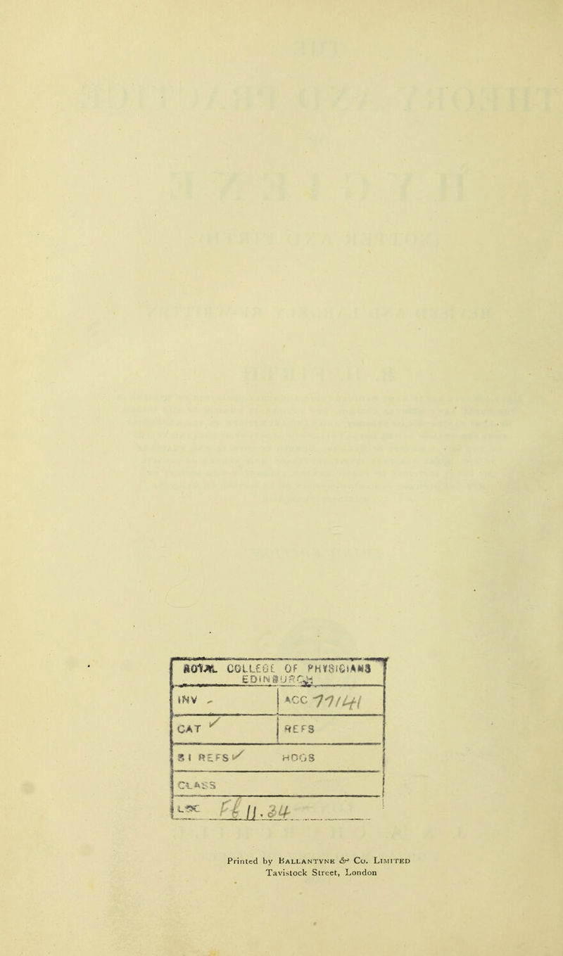 CAT ^ 5 1 R E FS HOGS i/-. ■ Printed by Ballantyne &^ Co. Limited Tavistock Street, London