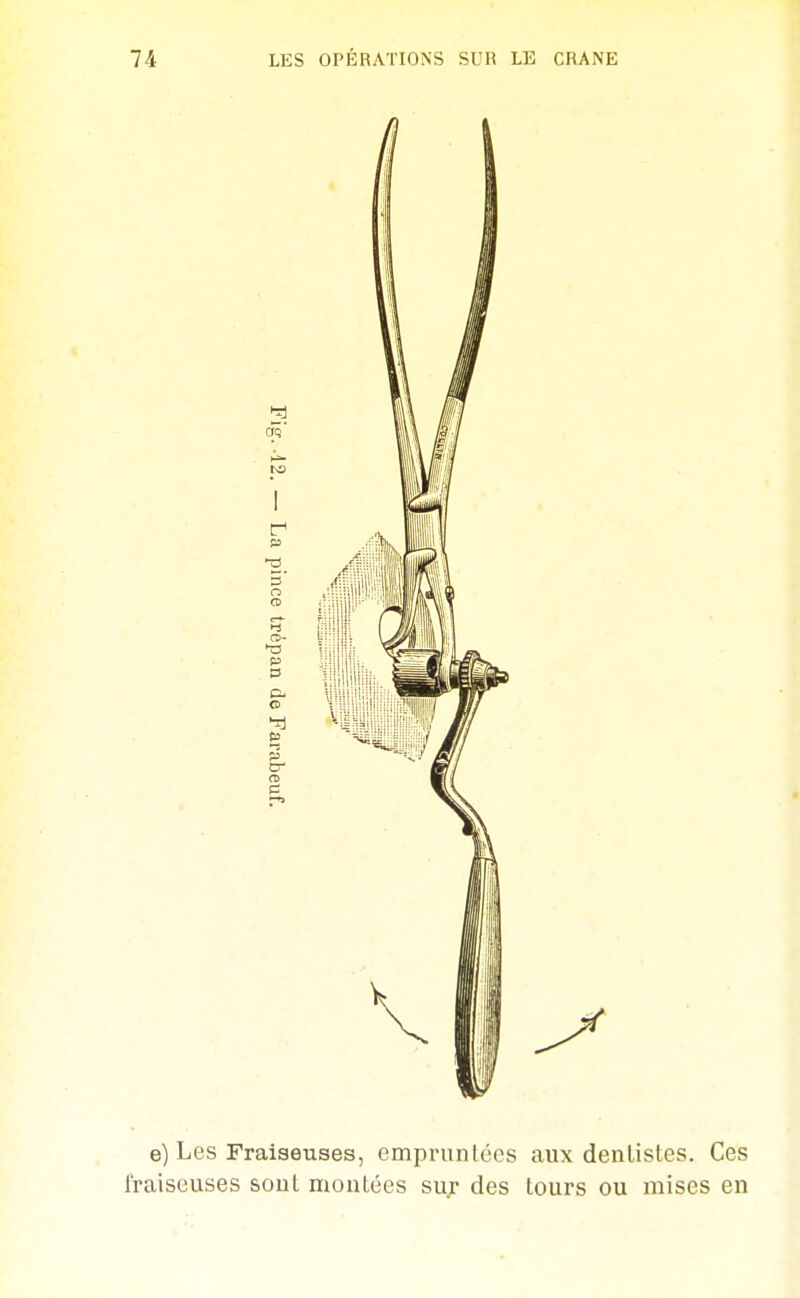 e) Les Fraiseuses, emprunlcos aux dentistes. Ces fraiseuses soul montées sur des tours ou mises en