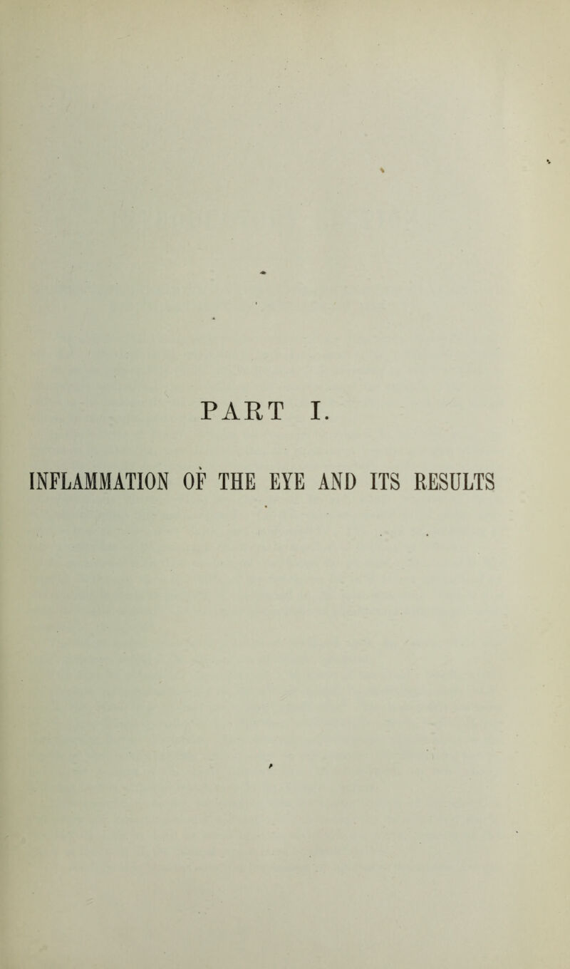 PART I. INFLAMMATION OF THE EYE AND ITS RESULTS